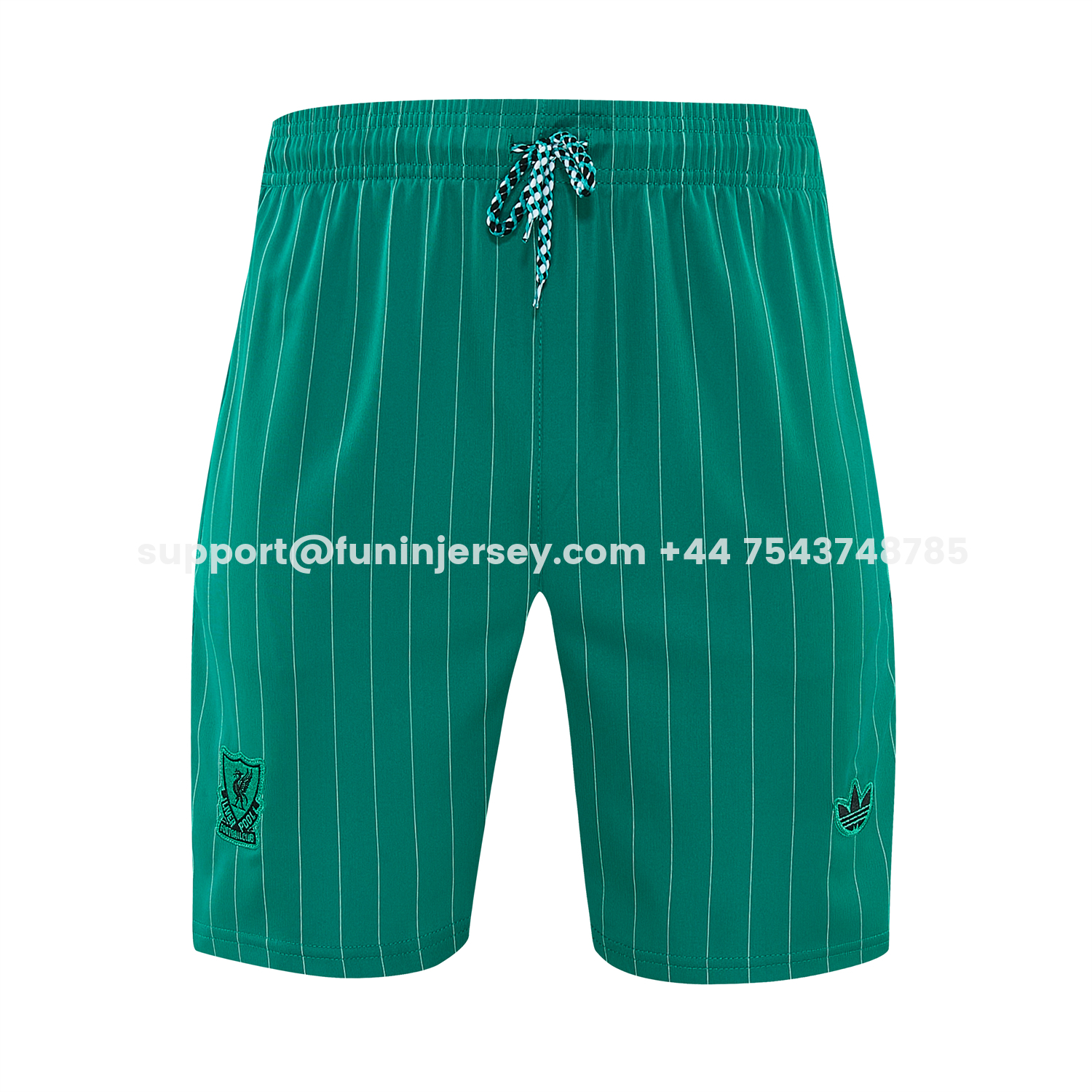 Funinjersey-Liver.pool 25-26 Retro Style Short-Sleeve Training Set - Green With White Stripes Top & Pants