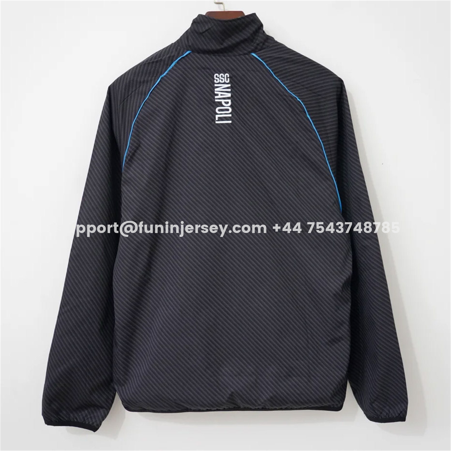 Funinjersey-Napoli 25-26 Black With Blue Stripes Windbreaker Jacket