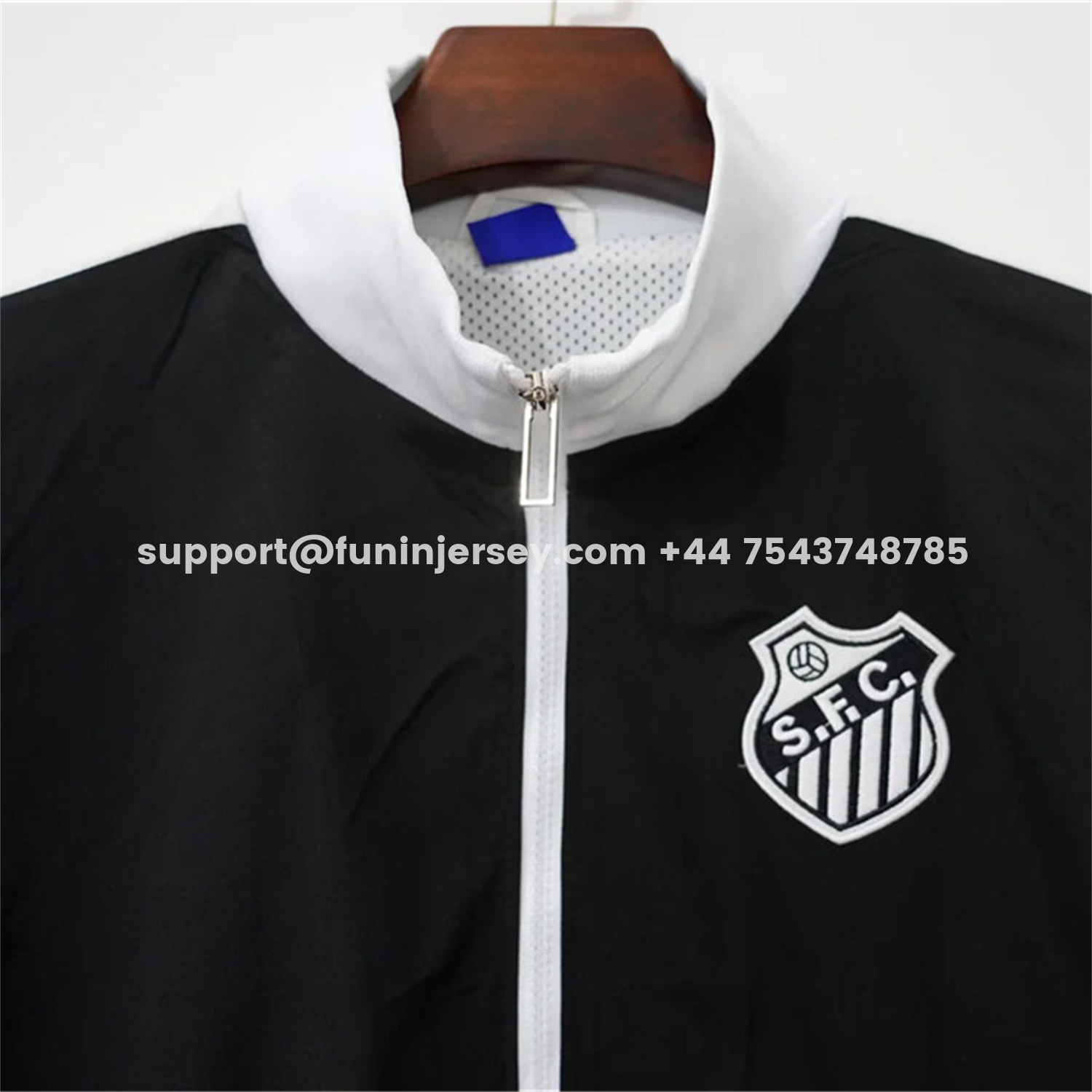 Funinjersey-Santos 26-27 Black With White Edges Windbreaker Jacket