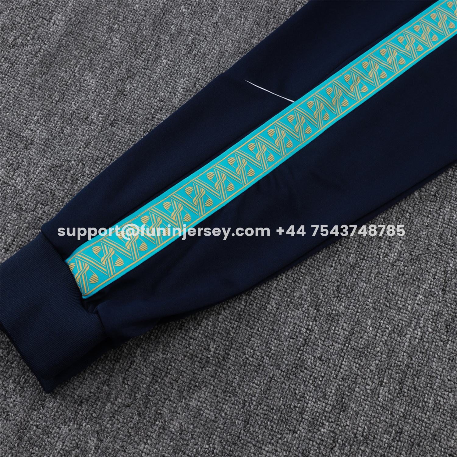 Funinjersey-Marseille 25-26 Long Sleeve Training Set - White Top & Dark Blue Pants