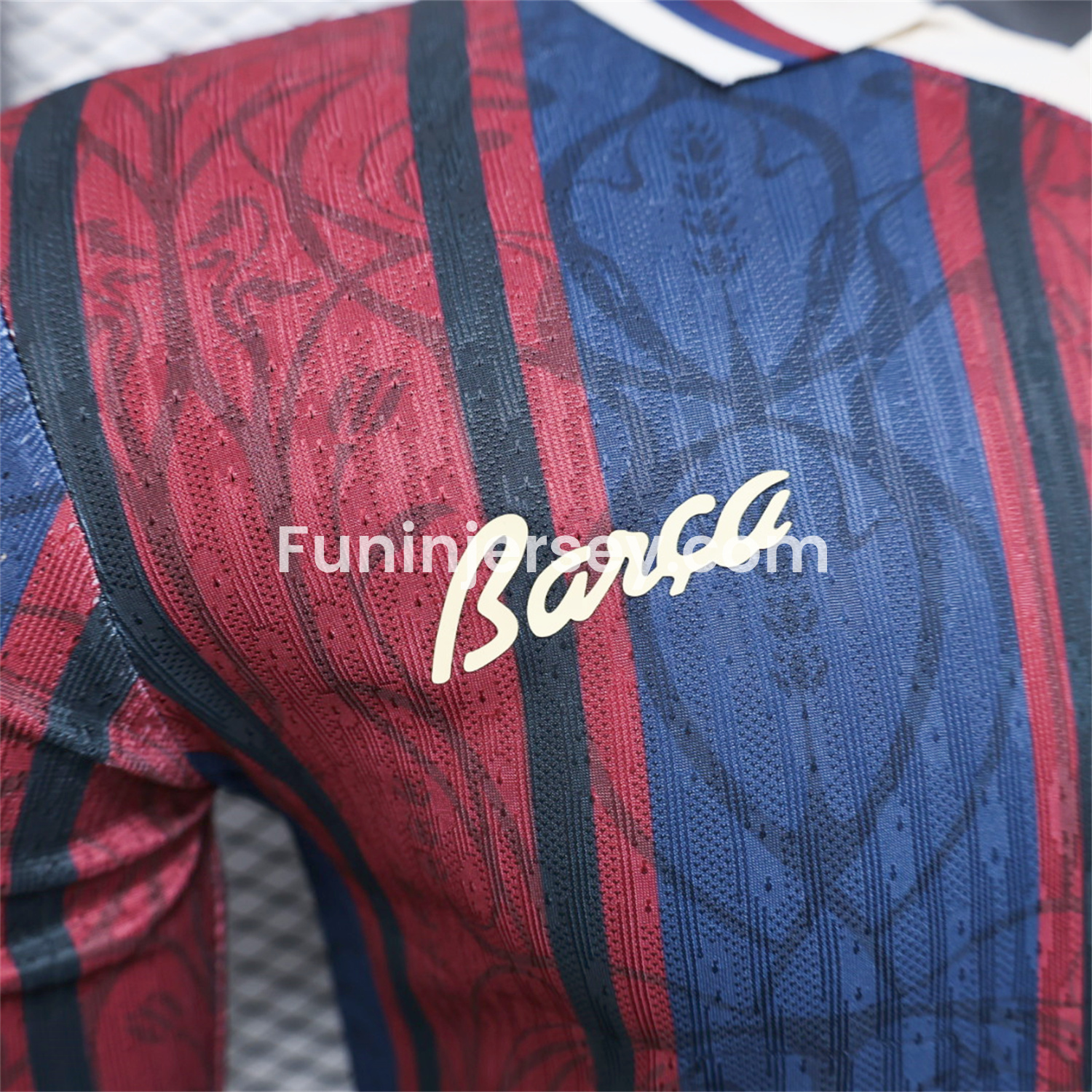Funinjersey-Barcelona 25-26 125th Anniversary Throwback Long Sleeves Jersey - Player Version