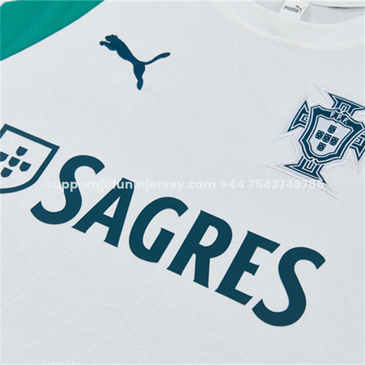 Funinjersey-Portugal 2026 Short-Sleeve Training Set - White With Red And Green Accents Top & Dark Blue With A Red Stripe Pants