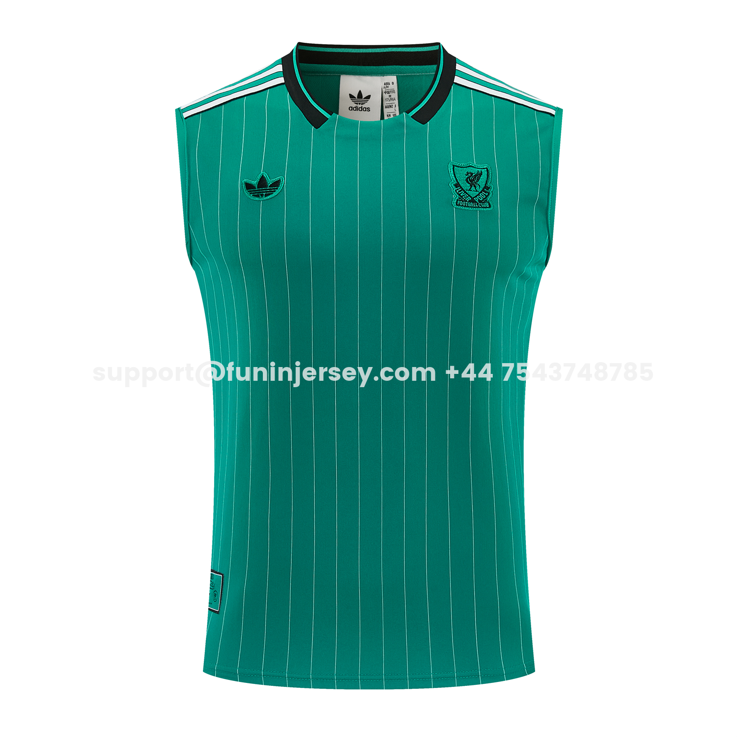 Funinjersey-Liver.pool 25-26 Retro Style Vest Training Set - Green With White Stripes Top & Pants