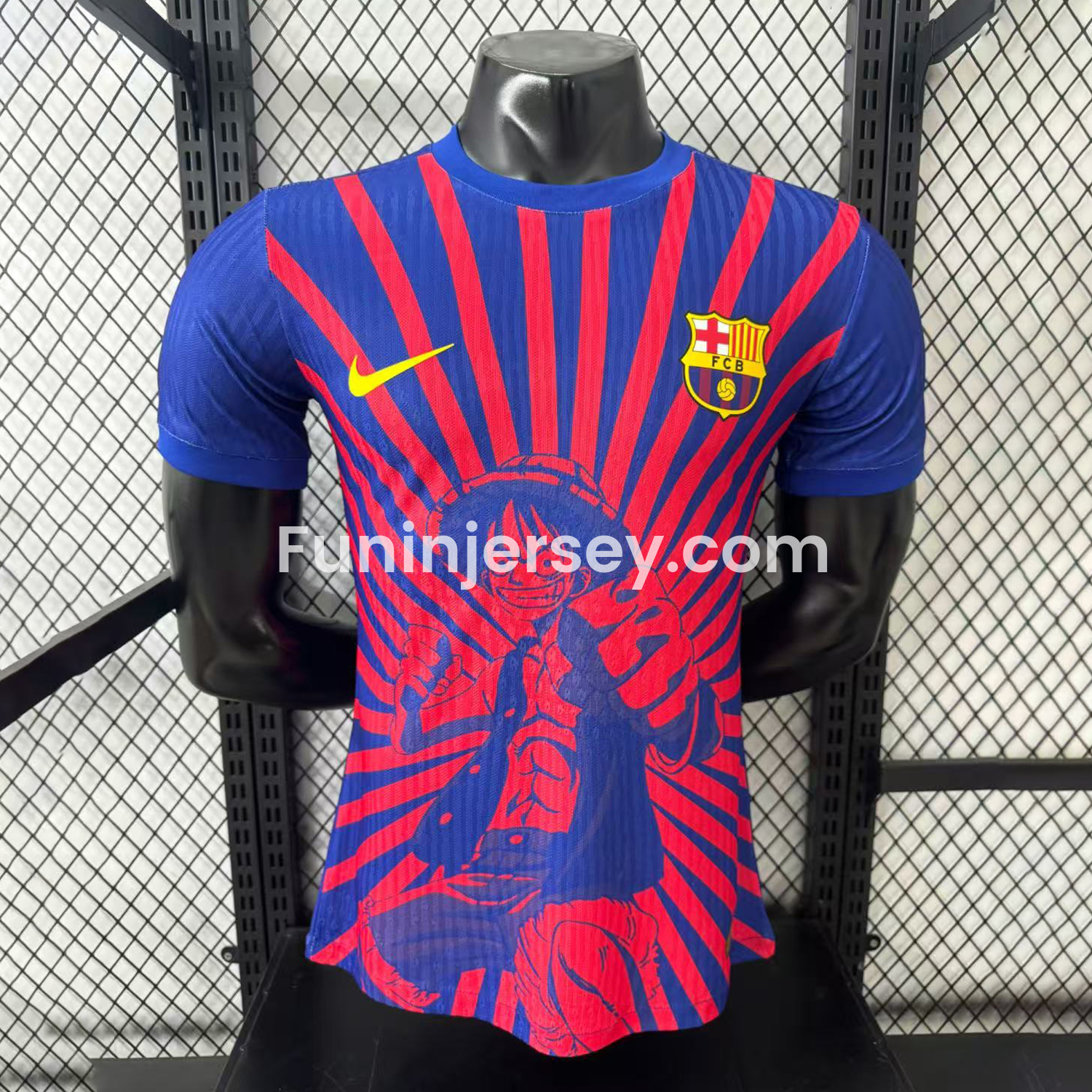 Funinjersey-Barcelona 25-26 One Piece Red Silhouette Special Blue Jersey - Player Version