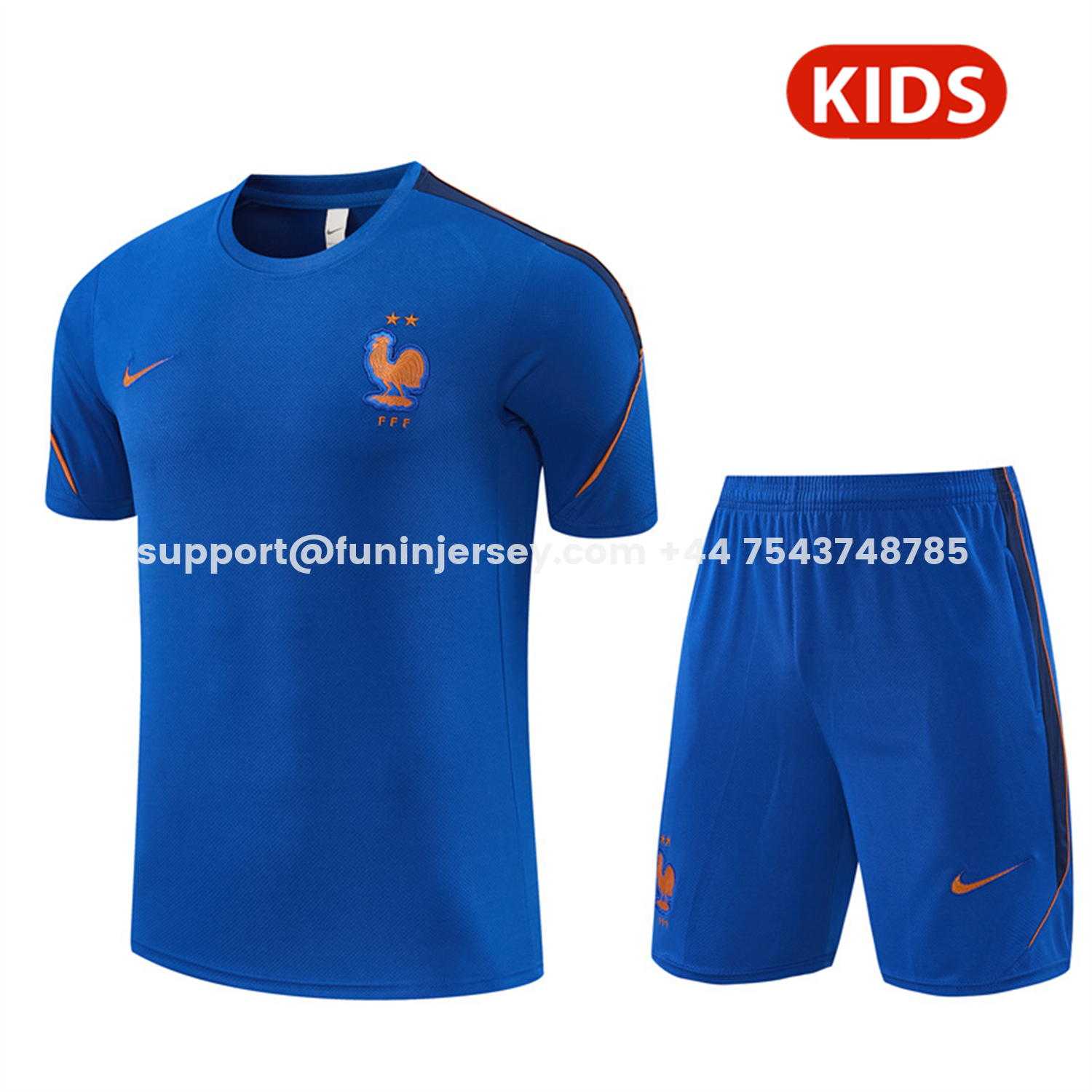Funinjersey-France 2026 Kids Short-Sleeve Training Set - Blue Top & Shorts