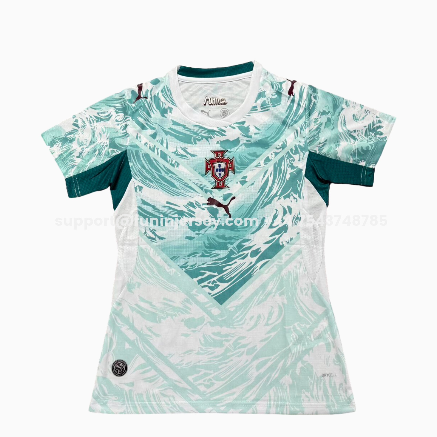 Funinjersey-Women's Portugal 2026 Away White And Cyan Jersey