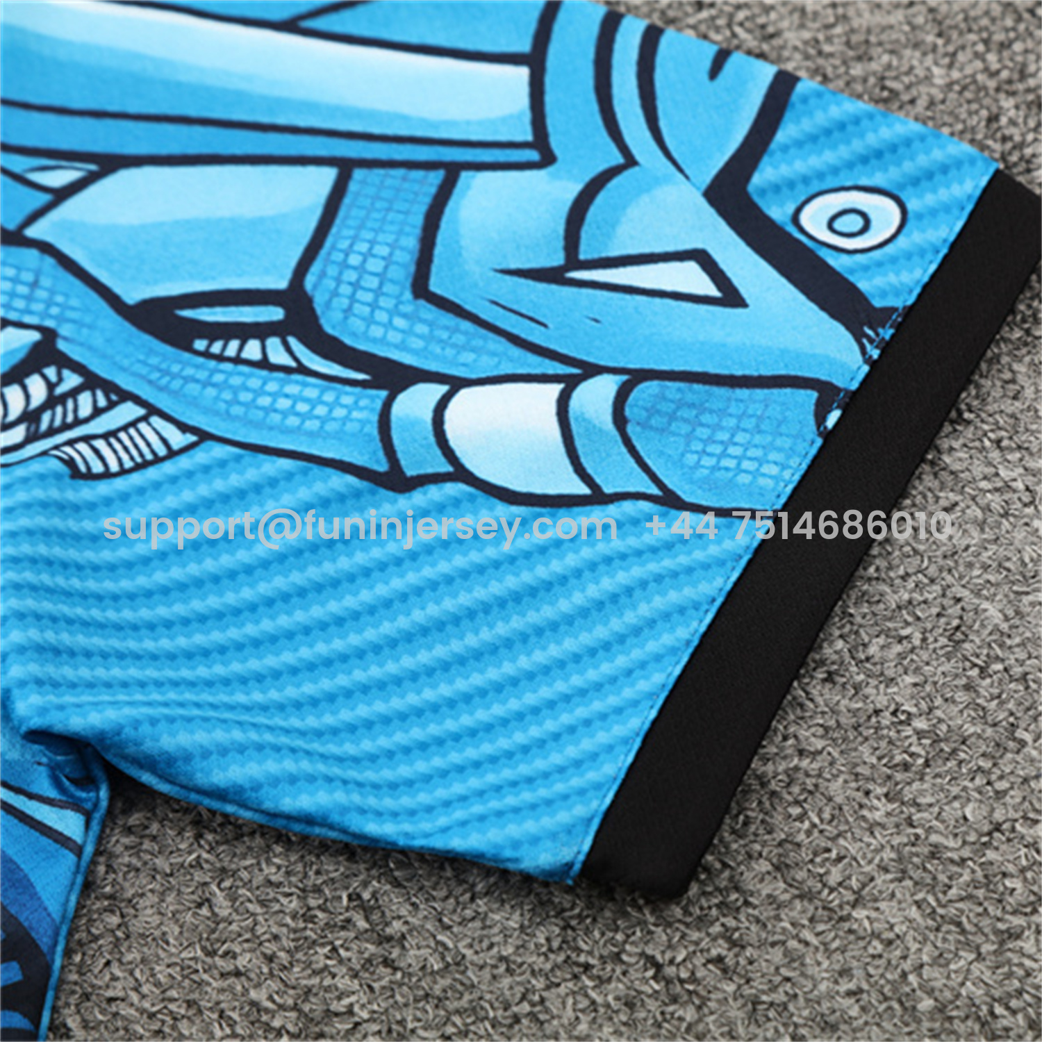 Funinjersey-Napoli 25-26 Kids Short-Sleeve Training Set - Blue Mecha Top & Black Shorts
