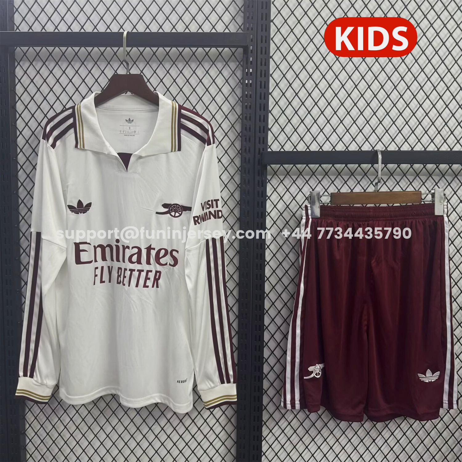 Funinjersey-Arsenal 25-26 Third White Long Sleeves Kids Kit