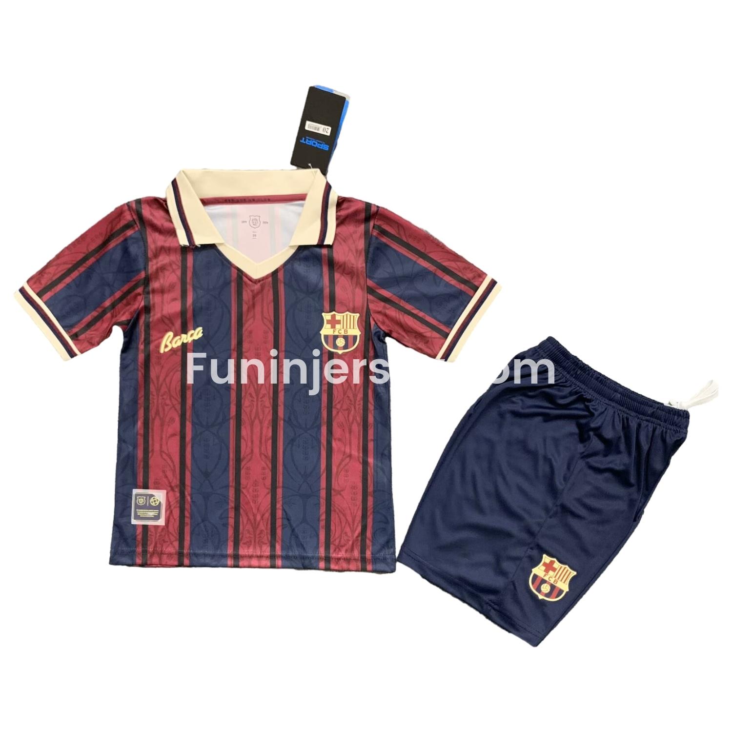 Funinjersey-Barcelona 25-26 125th Anniversary Throwback Kids Kit