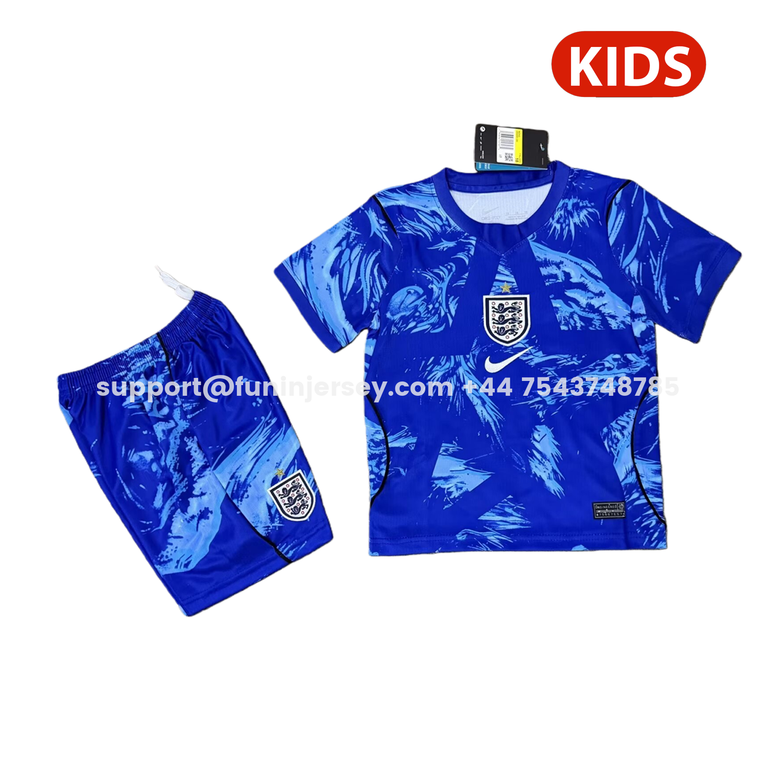 Funinjersey-England 2026 Blue Goalkeeper Kids Kit