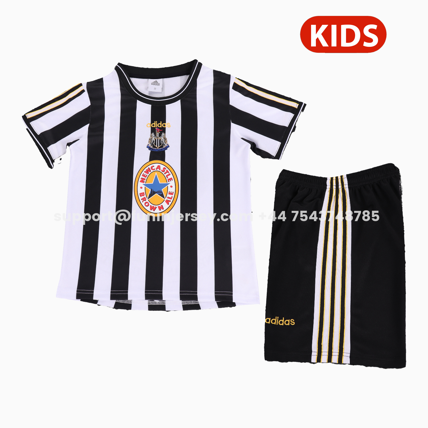 Funinjersey-Retro Newcastle United 1997-99 Home Kids Kit