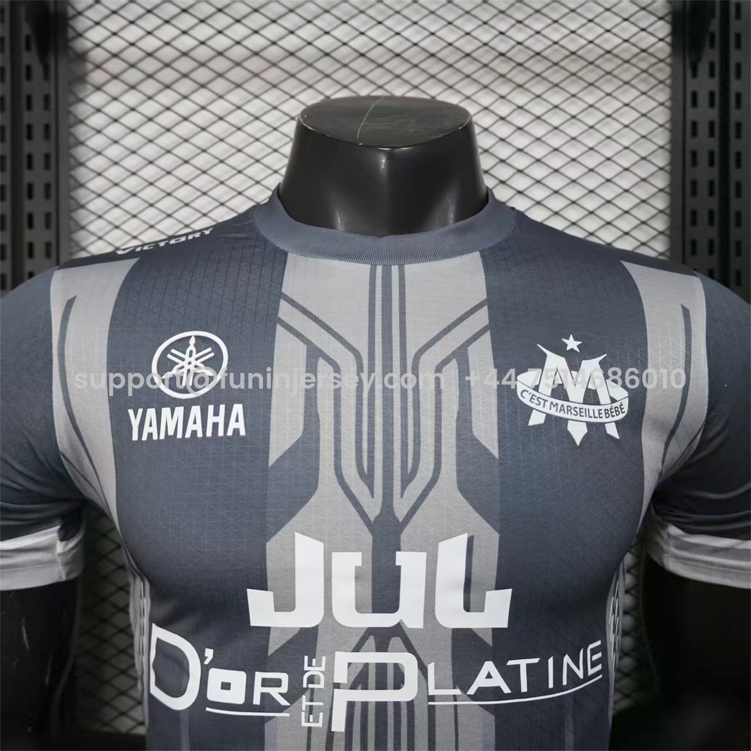 Funinjersey-Marseille 25-26 Grey Stripes Special Jersey - Player Version