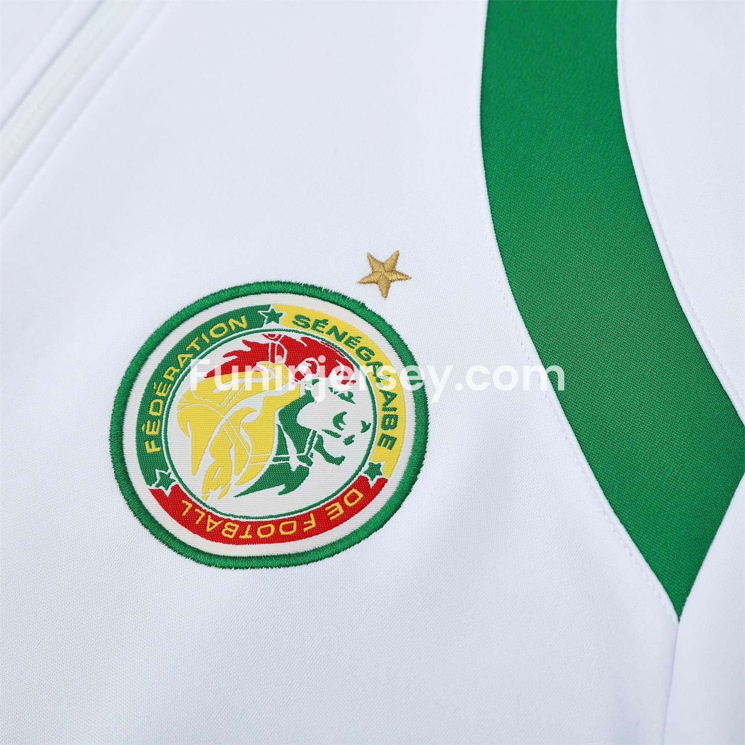 Funinjersey-Senegal 25-26 Jacket Training Tracksuit - White Jackets & Green Pants