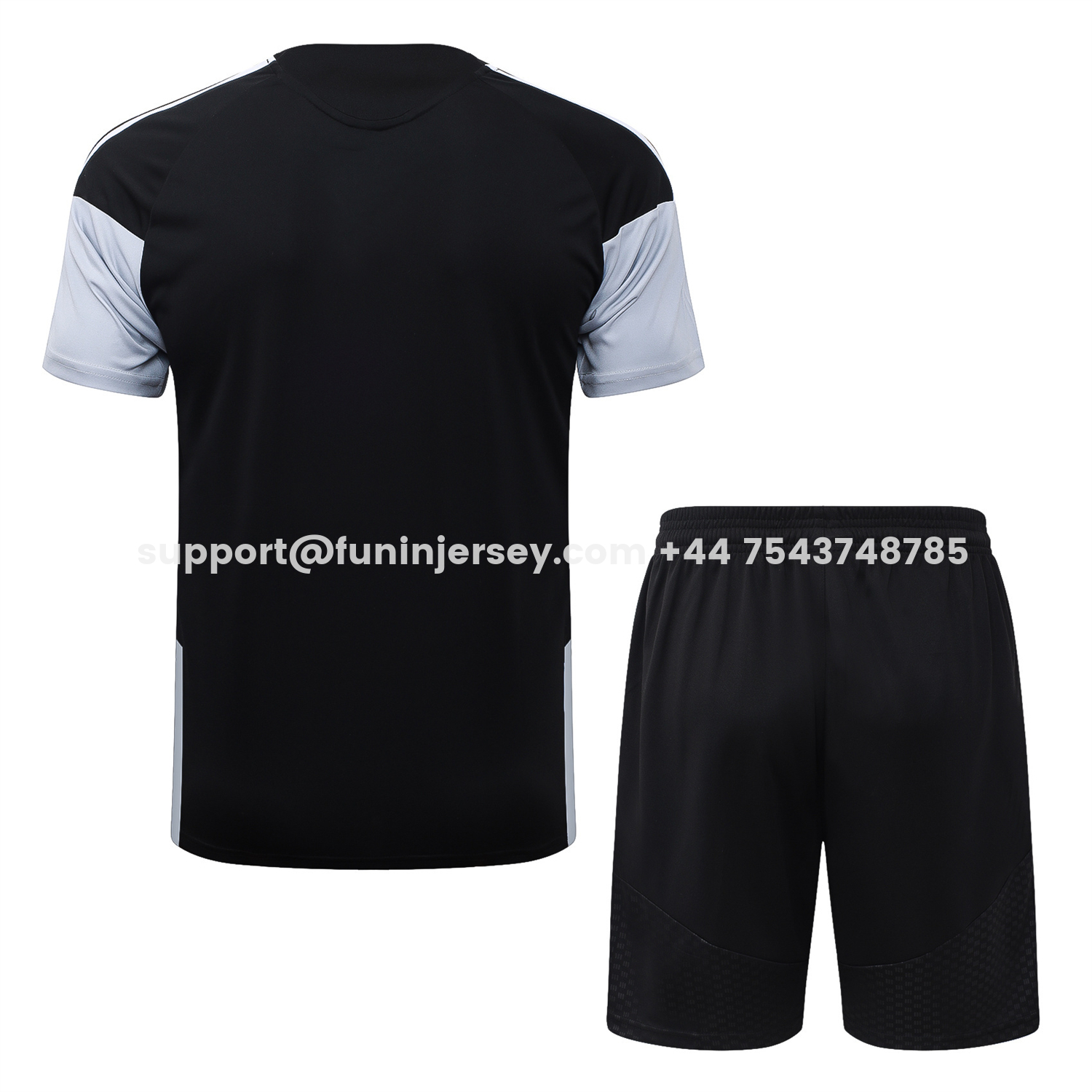 Funinjersey-INT M.A.M 26-27 Short-Sleeve Training Set - Black With White Top & Pink Shorts