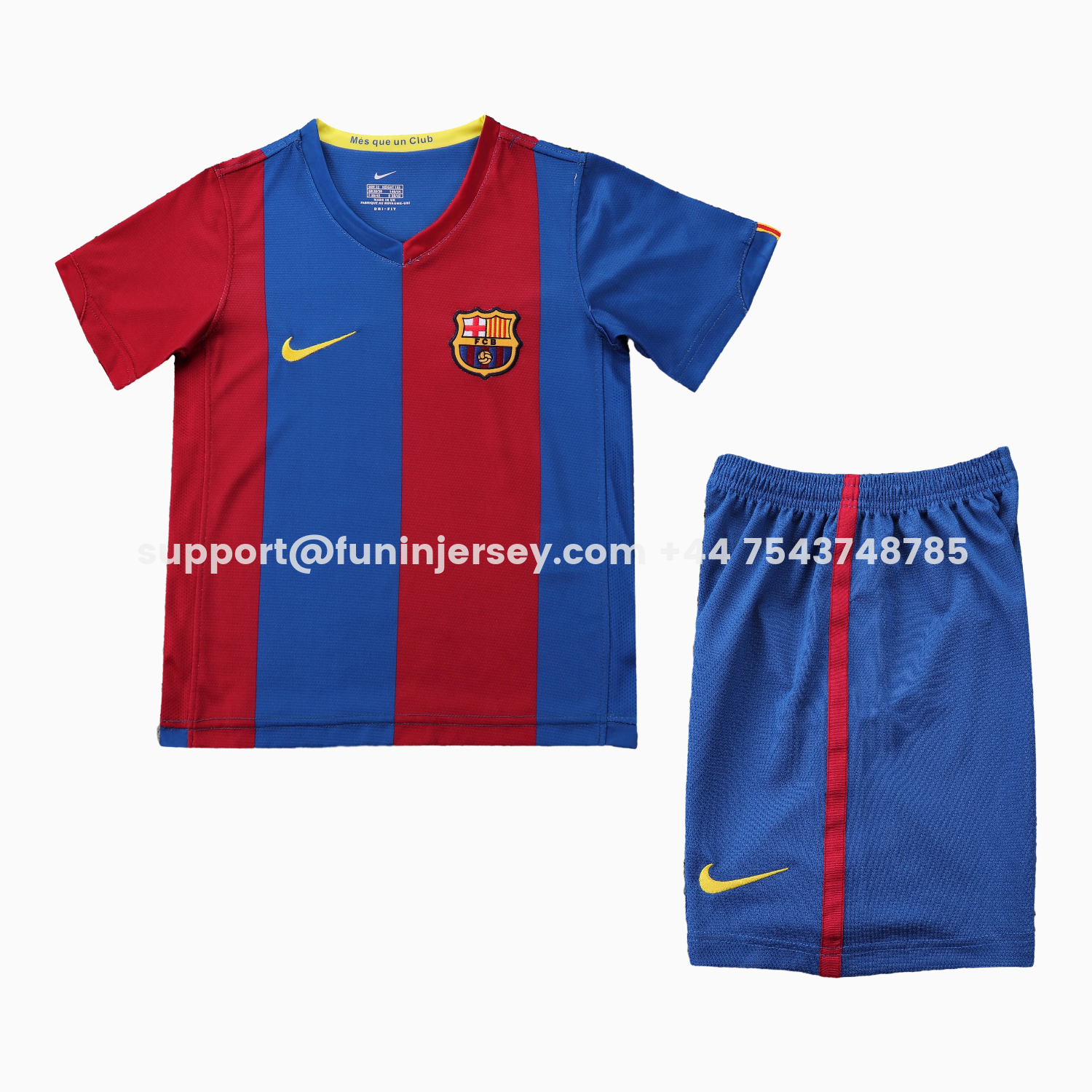 Funinjersey-Retro Barcelona 2006-07 Home Kids Kit