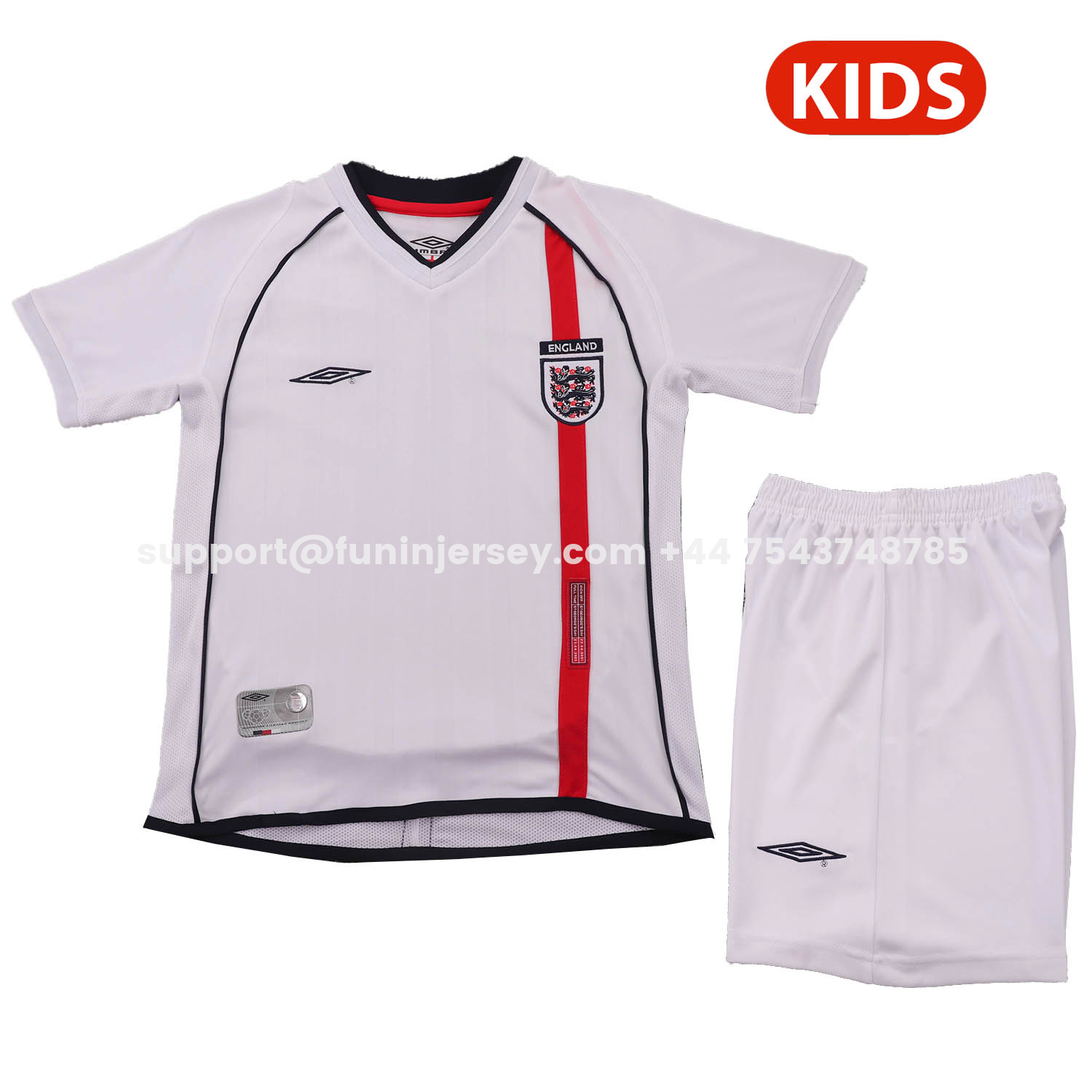 Funinjersey-Retro England 2002 Home Kids Kit