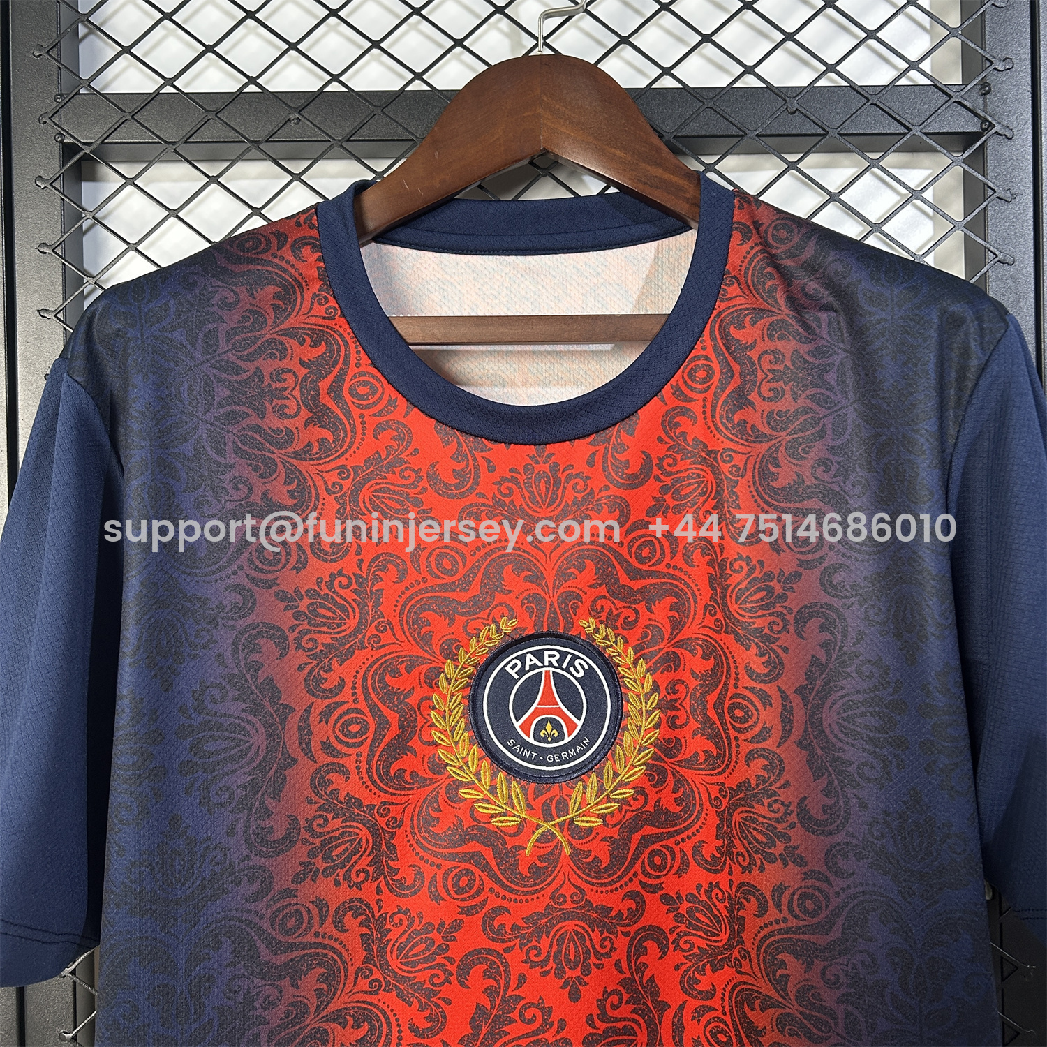 Funinjersey-Paris Saint-Germain PSG 25-26 Champions League Commemorative Edition Red Blue Flower Pattern T-shirts