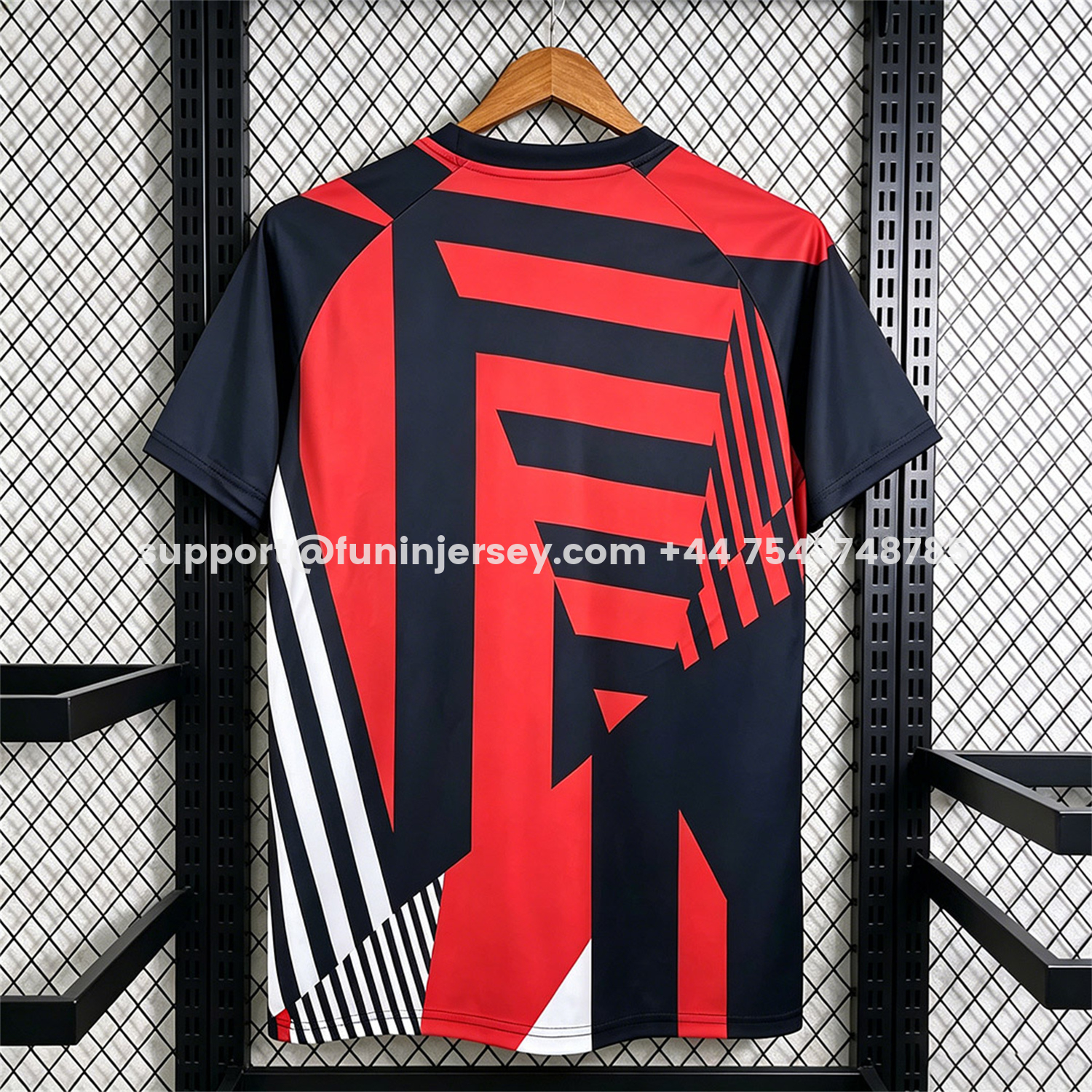 Funinjersey-Bayern Munich 26-27 Pre-Match Navy Blue Red Stripes Jersey - Fans Version