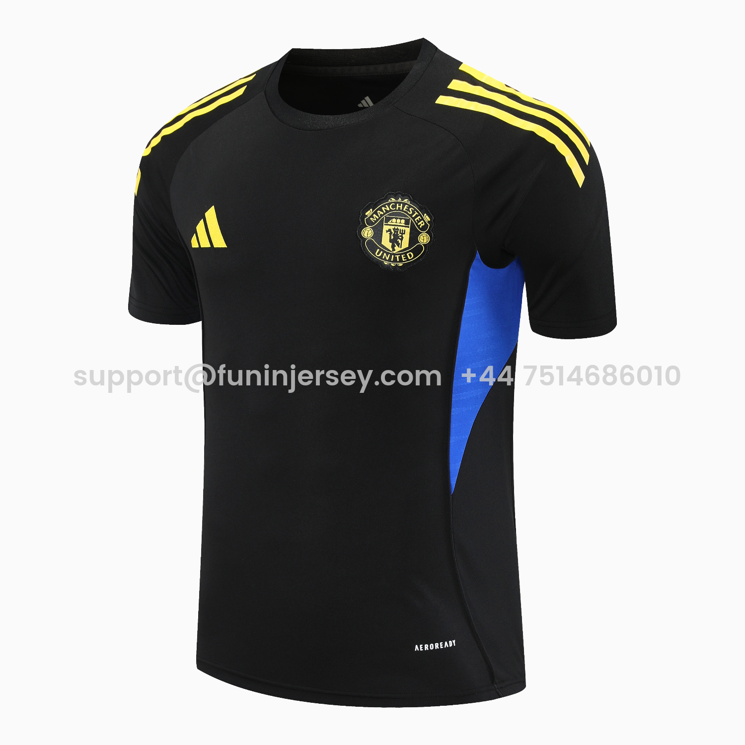 Funinjersey-Manchester United 25-26 Short-Sleeve Training Set - Yellow Lines Black Top & Black Shorts