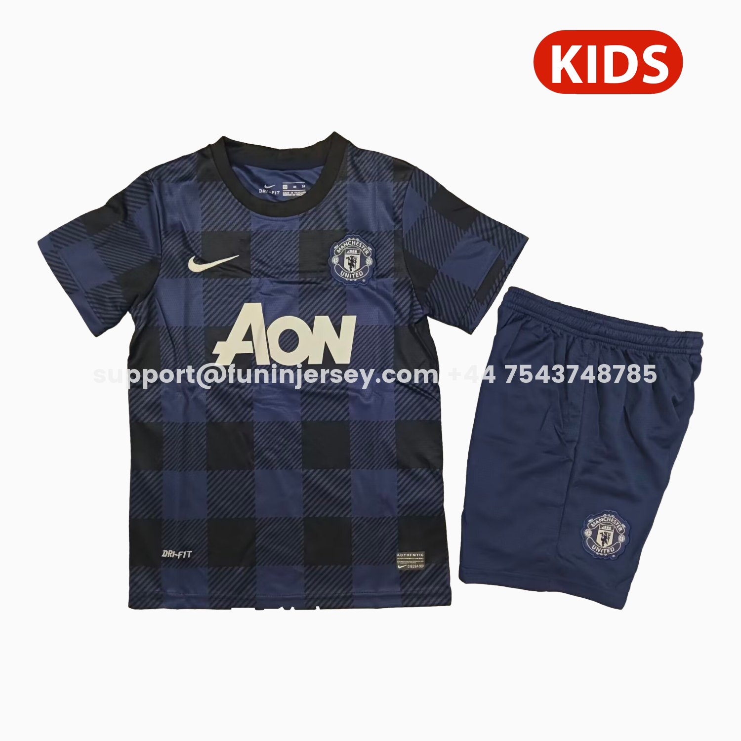Funinjersey-Retro Manchester United 2013-14 Away Kids Kit