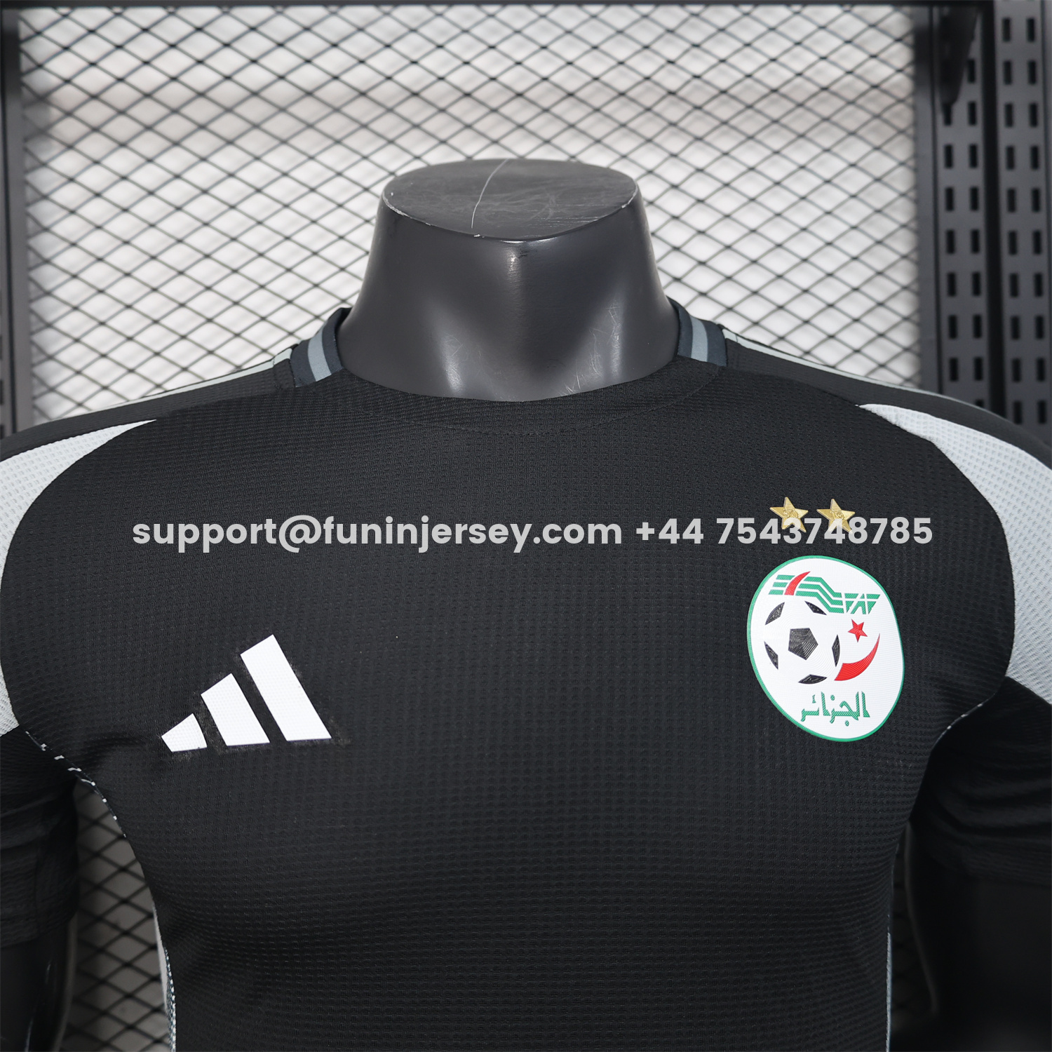 Funinjersey-Algeria 25-26 Pure Black Jersey with Grey Block - Player Version