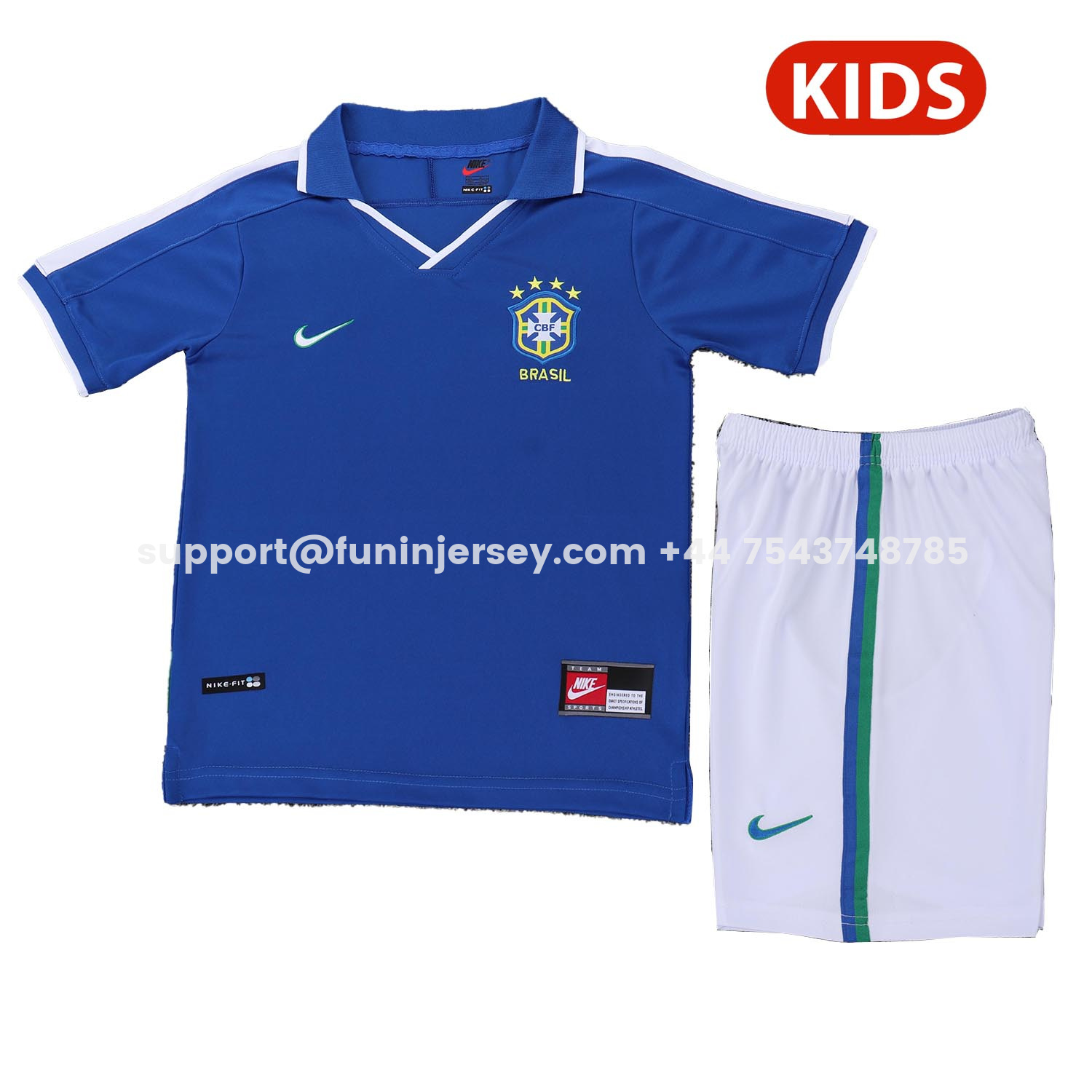 Funinjersey-Retro Brazil 1997 Away Kids Kit