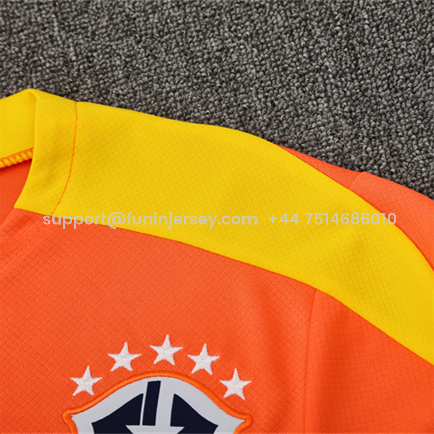 Funinjersey-Brazil 25-26 Short-Sleeve Training Set - Orange Top & Black Shorts