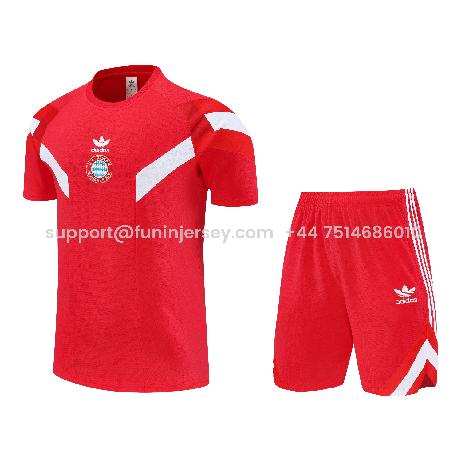 Funinjersey-Bayern Munich 25-26 Short-Sleeve Training Set - Red Top & Red Shorts