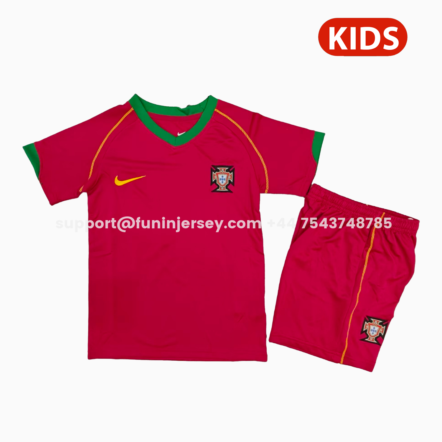 Funinjersey-Retro Portugal 2006 Home Kids Kit