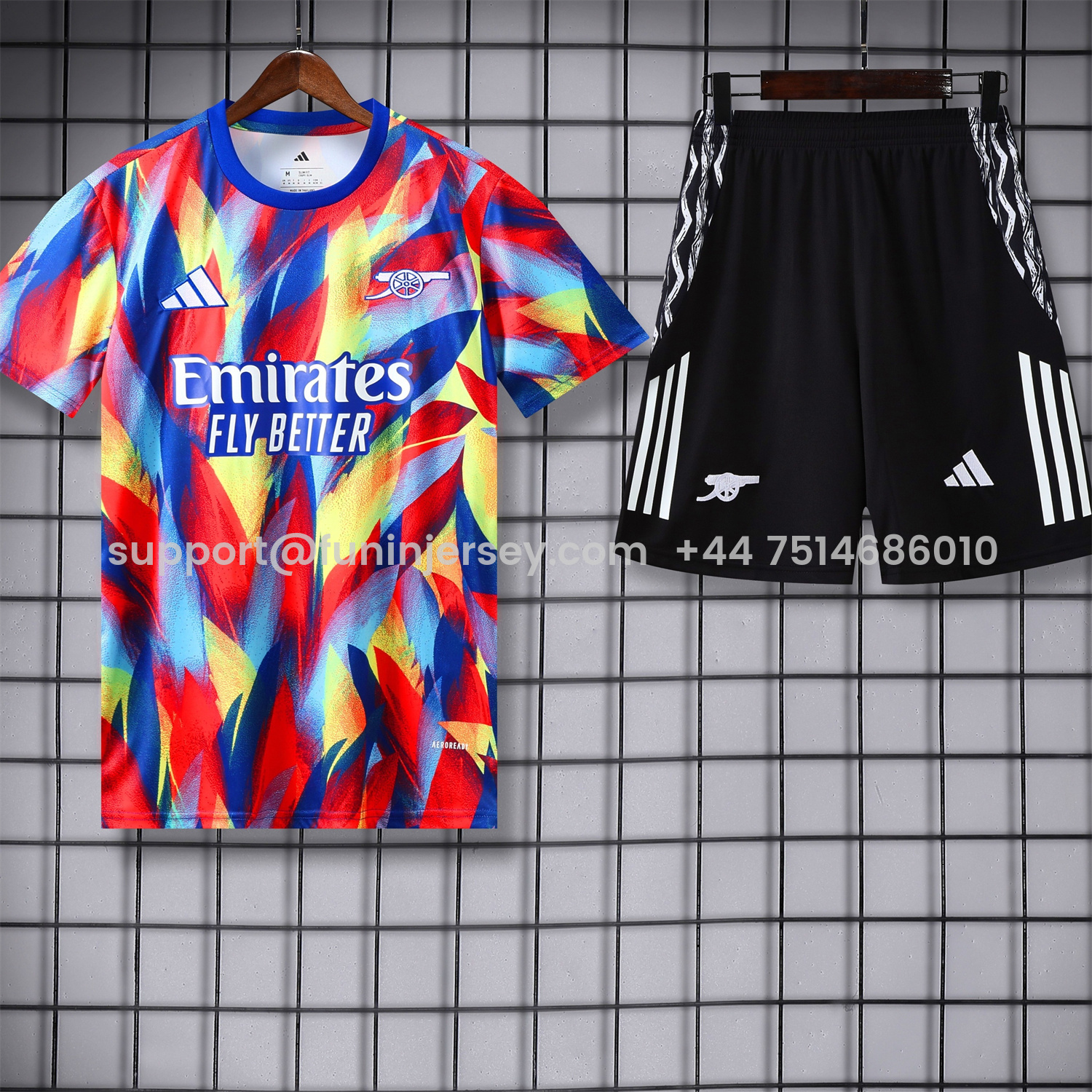 Funinjersey-Arsenal 25-26 Short-Sleeve Training Set - Colorful Festival Top and Black Shorts