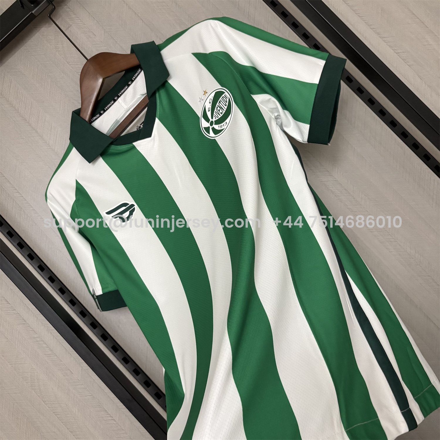 Funinjersey-EC Juventude 25-26 Home Unsponsored Green And White Jersey - Fans Version