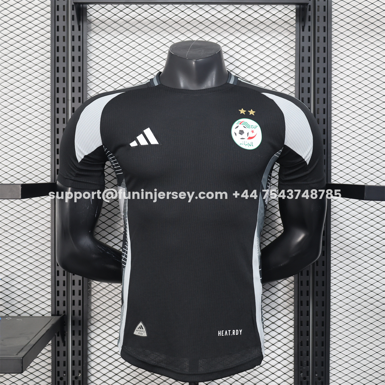 Funinjersey-Algeria 25-26 Pure Black Jersey with Grey Block - Player Version
