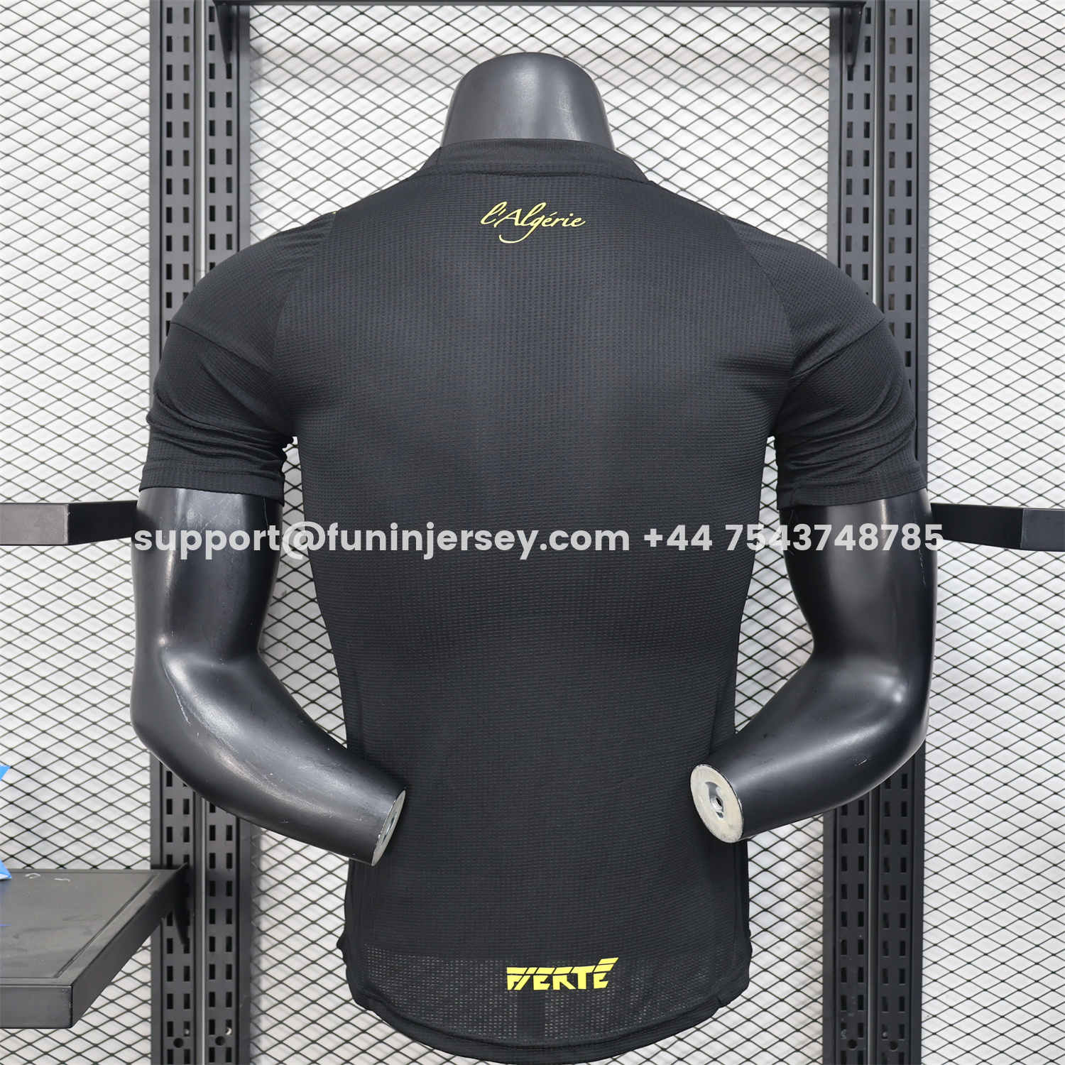 Funinjersey-Algeria 25-26 Pure Black Jersey with Yellow Line - Player Version