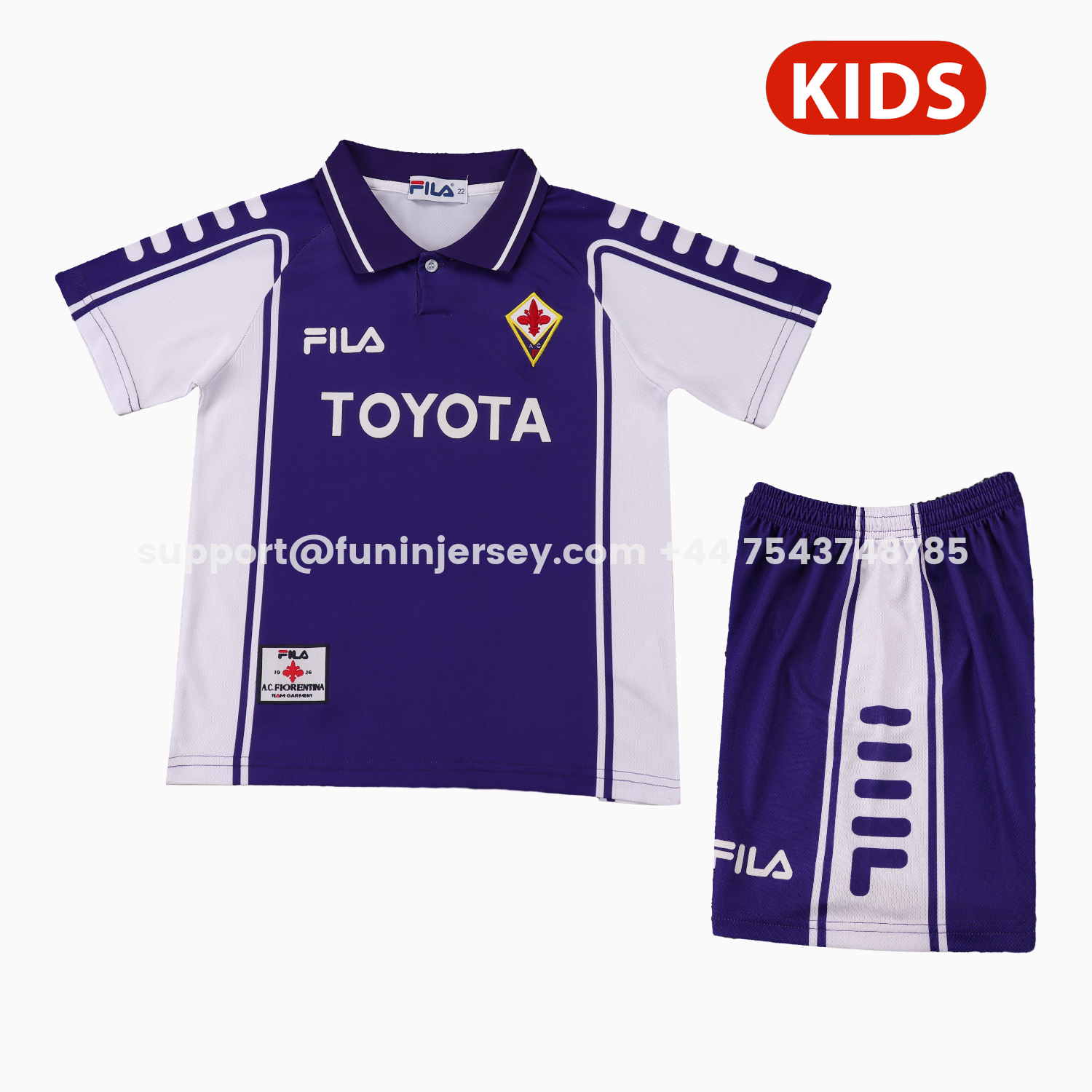 Funinjersey-Retro Fiorentina 1999-00 Home Kids Kit
