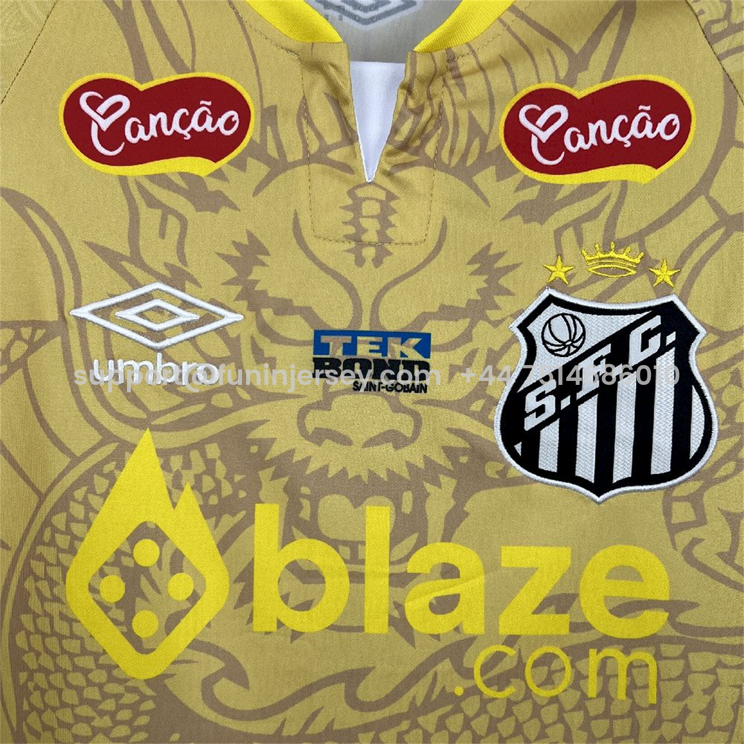 Funinjersey-Santos 25-26 Yellow Special Jersey with Sponsors - Fans Version