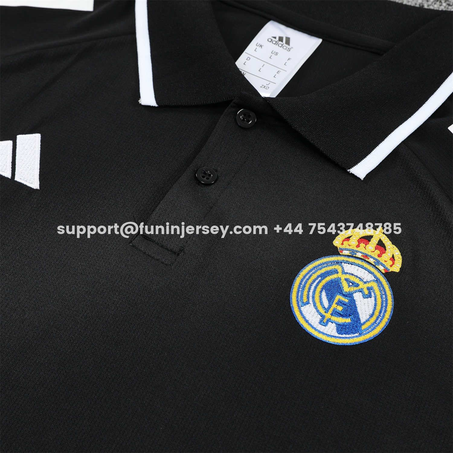 Funinjersey-Real Madrid 25-26 POLO Short-Sleeve Training Set - Black Top and Black Pants