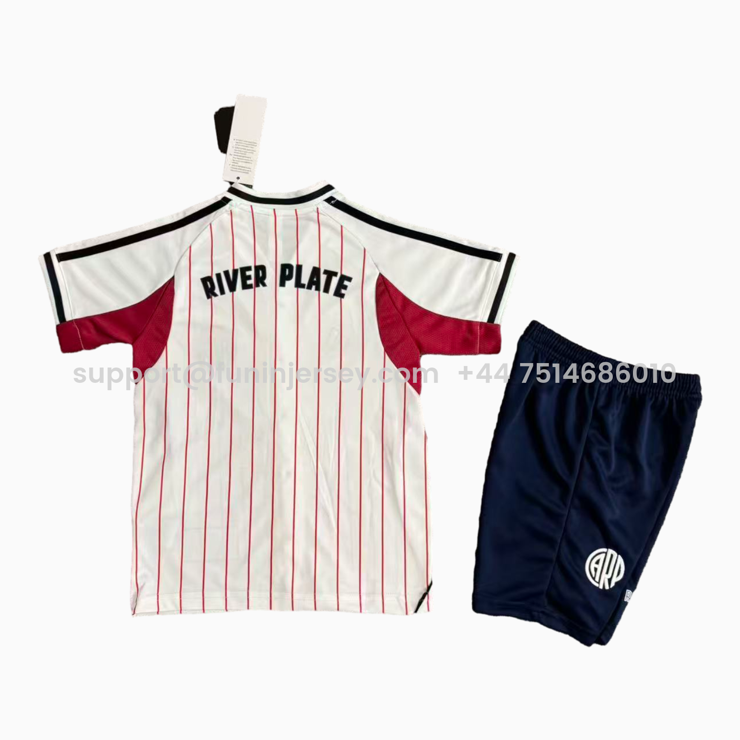 Funinjersey-River Plate 25-26 White With Red Lines Baseball Kids Kit
