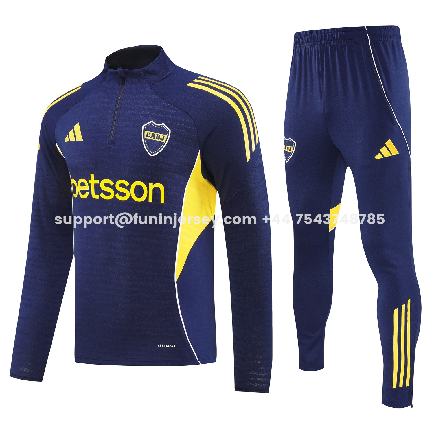Funinjersey-Boca Juniors 25-26 Long Sleeves Training Set - Royal Blue Top & Pants