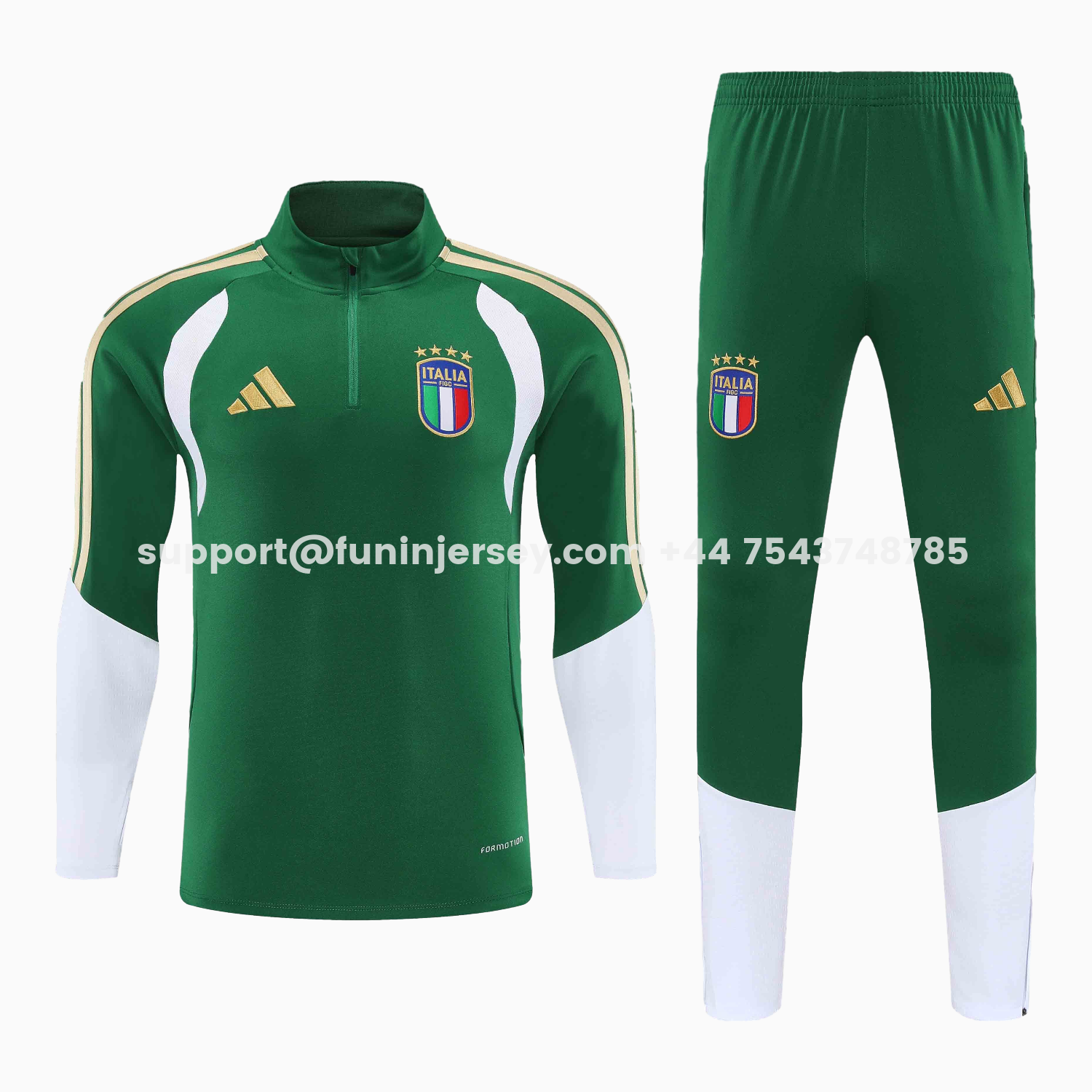 Funinjersey-Italy 2026 Kids Long Sleeve Training Set - Green Top & Pants