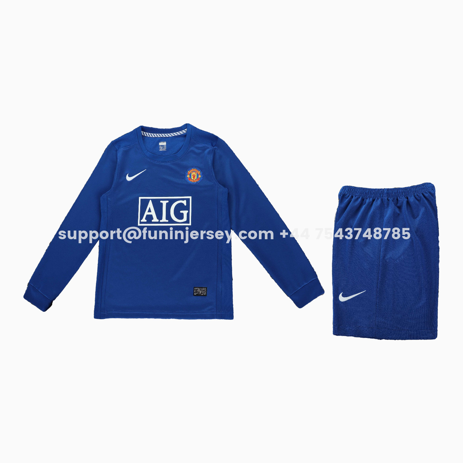 Funinjersey-Retro Manchester United 2008-09 Third Long Sleeves Kids Kit