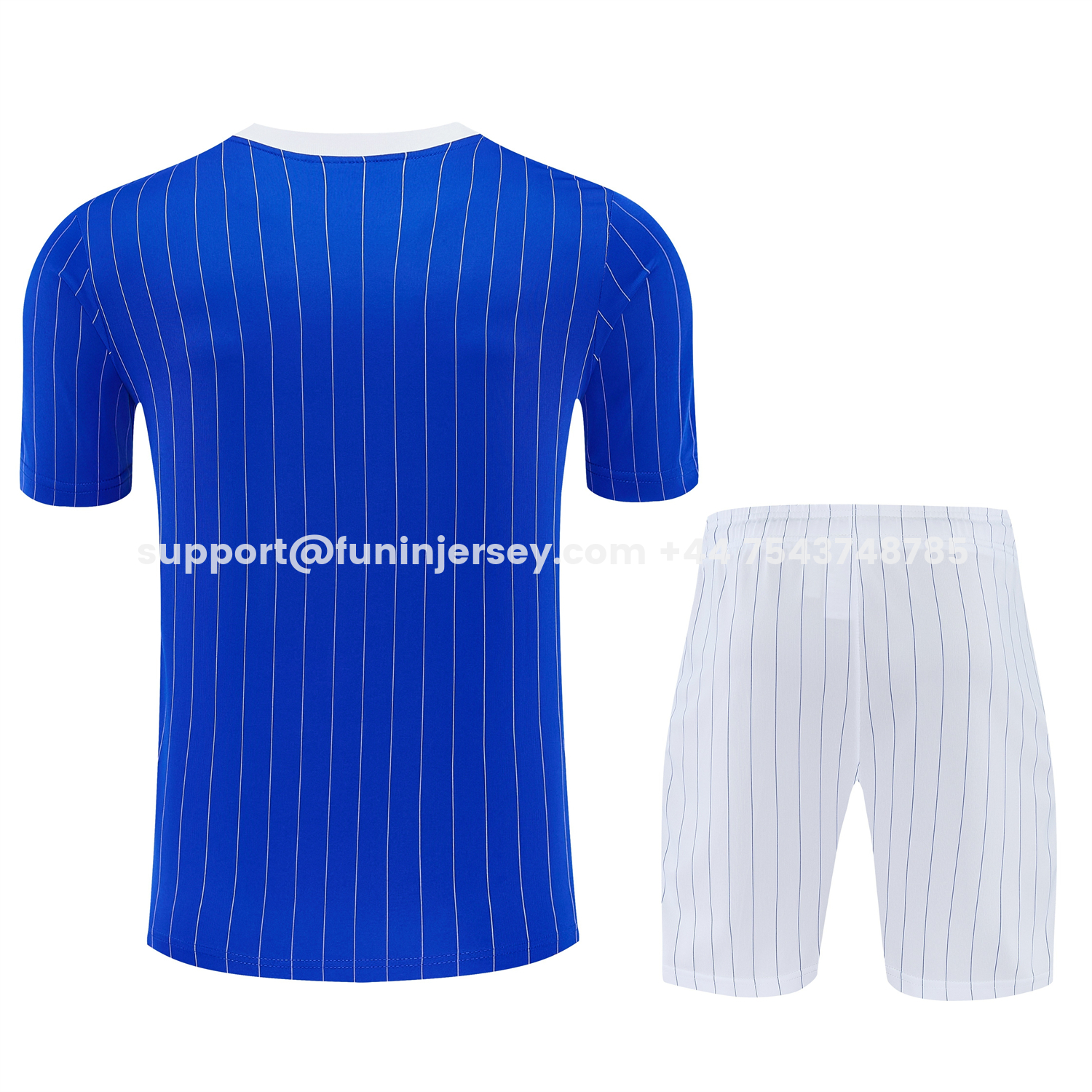 Funinjersey-C.H.E.L.S.E.A 25-26 Retro Style Short-Sleeve Training Set - Blue Top & White Pants