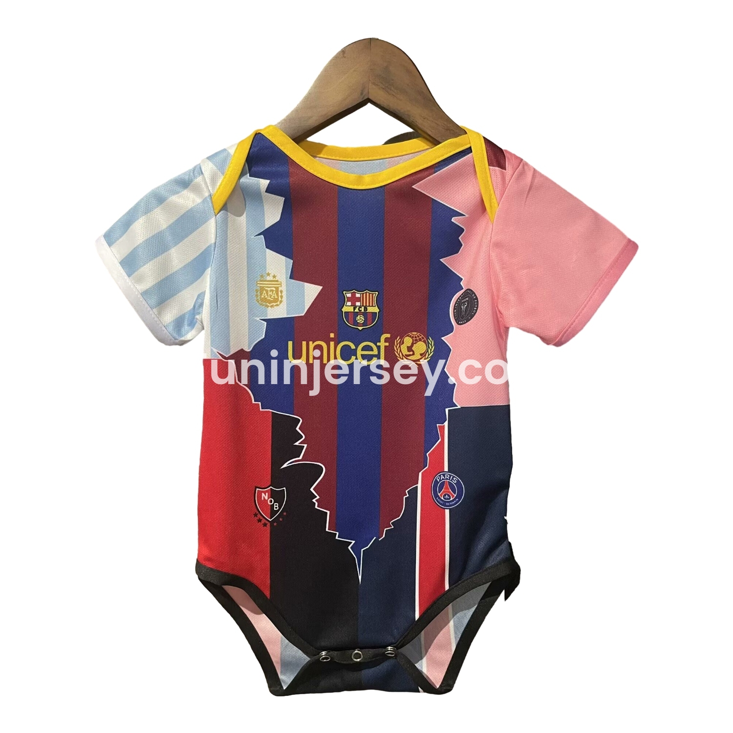 Funinjersey-Messi Career Commemorative Baby Crawling Suit - Argentina Barcelona INT M.A.M Paris Saint-Germain PSG