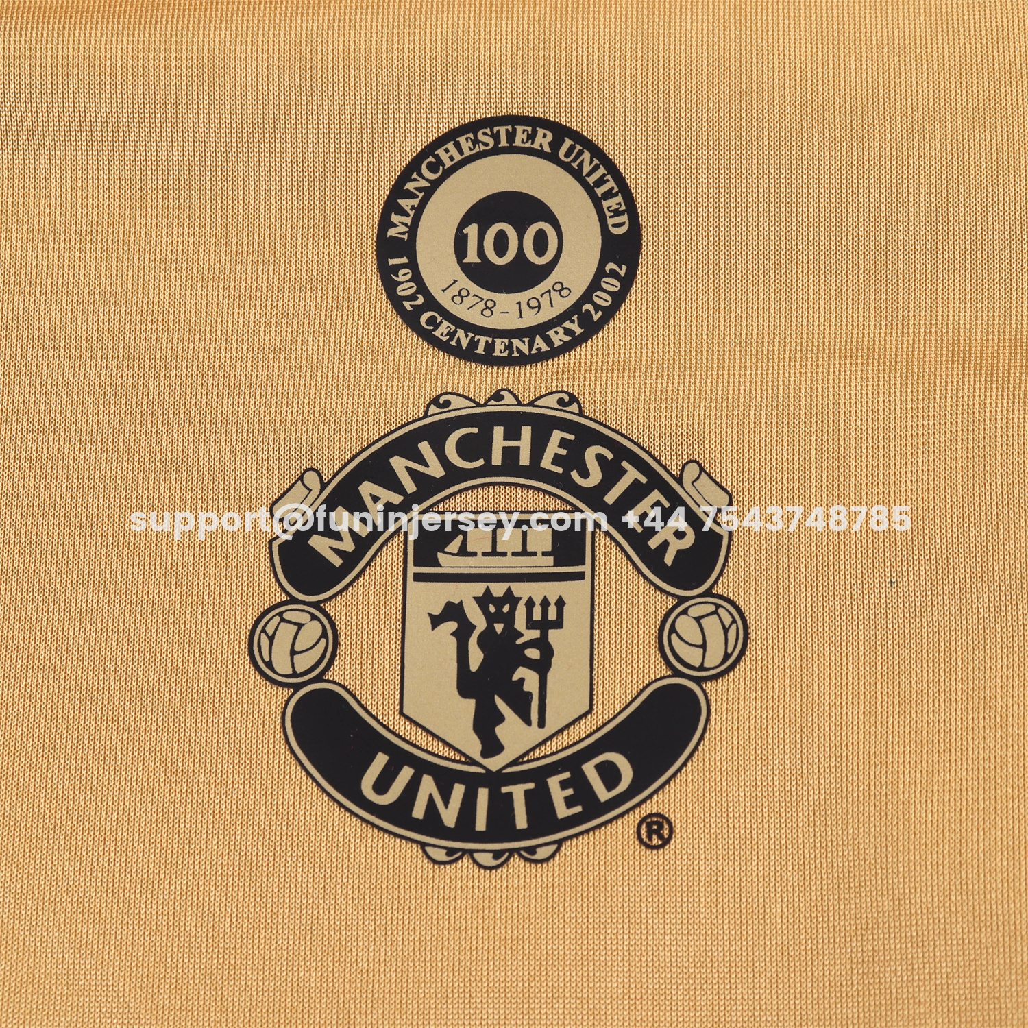 Funinjersey-Retro Manchester United 2001-02 100th Centery Kids Kit - Yellow