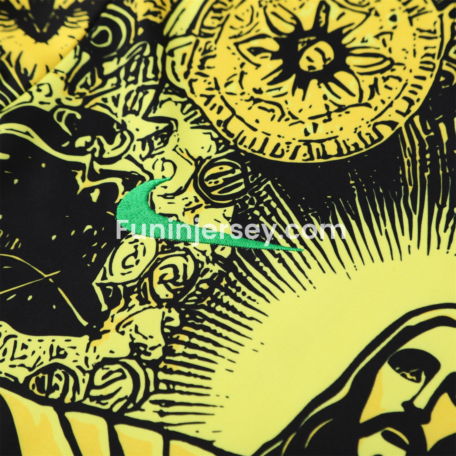 Funinjersey-Brazil 25-26 Yellow Jesus Statue Short-Sleeve Training Set - Yellow Top & Black Shorts