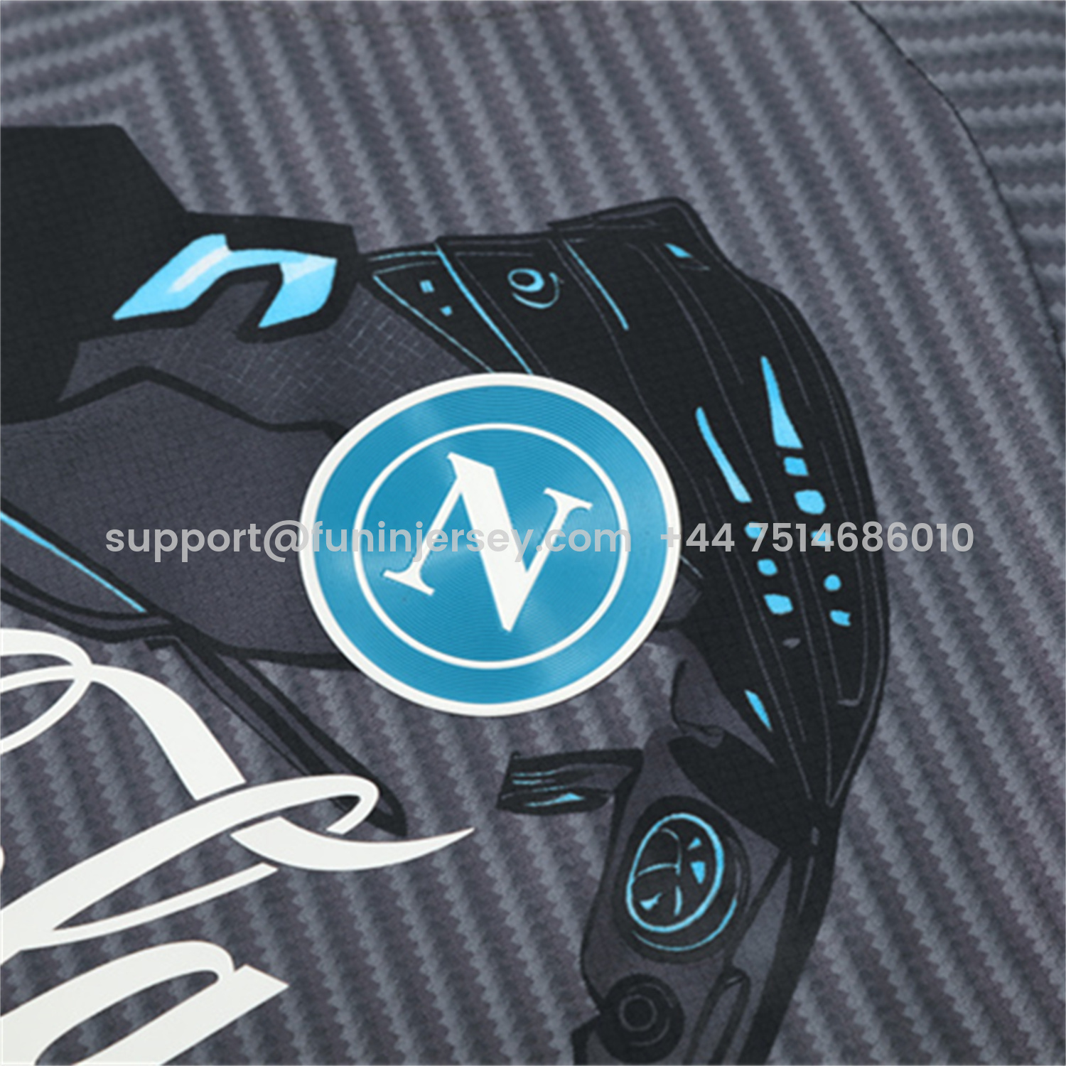 Funinjersey-Napoli 25-26 Short-Sleeve Training Set - Gray Mecha Top & Black Shorts