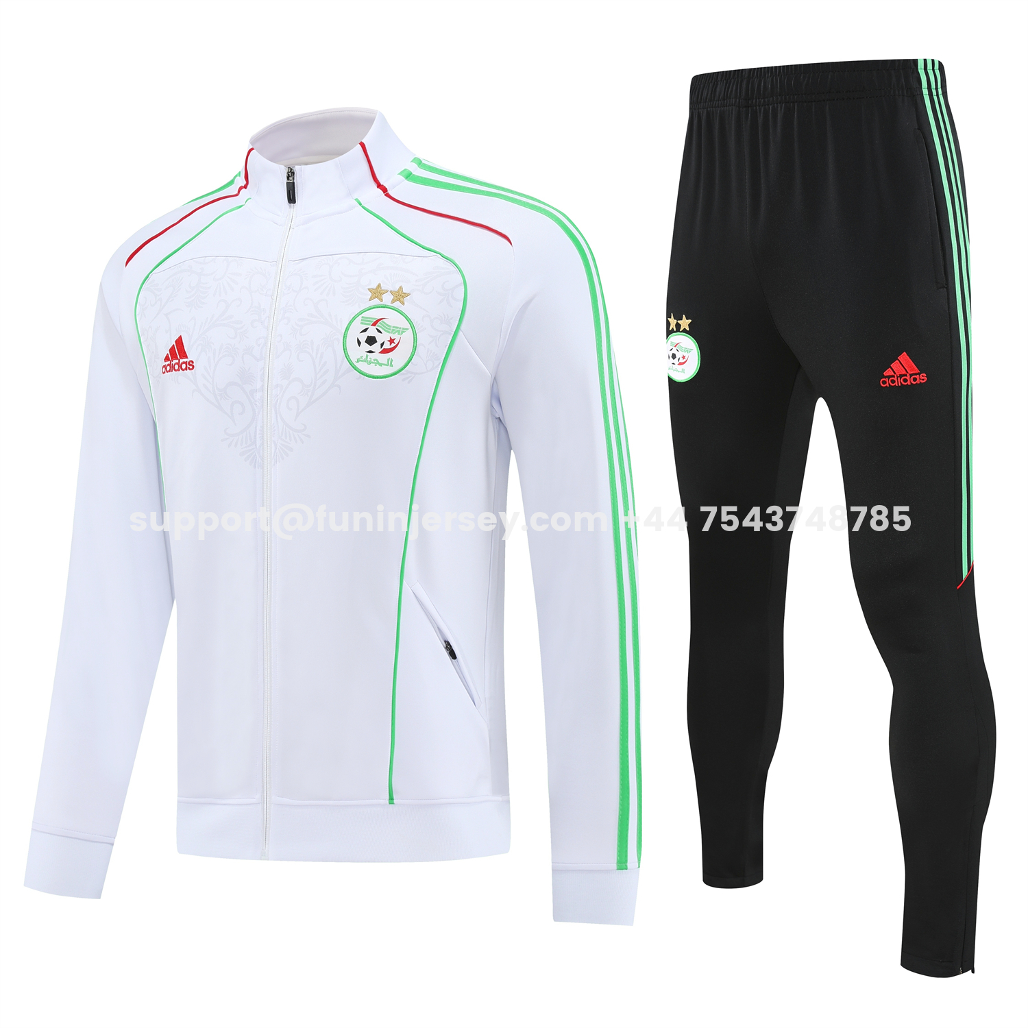 Funinjersey-Algeria 2026 Long Sleeve Training Set - White Top and Black Pants