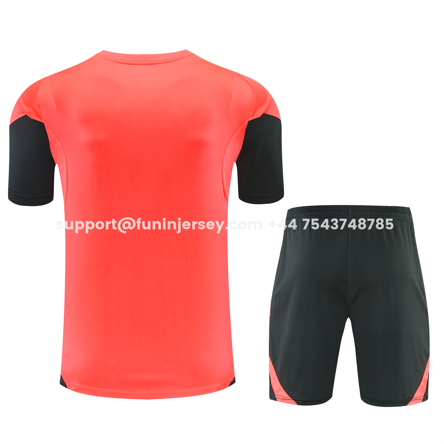 Funinjersey-Bayern Munich 25-26 Short-Sleeve Training Set - Coral With Black Accents Top & Black With Coral Accents Pants