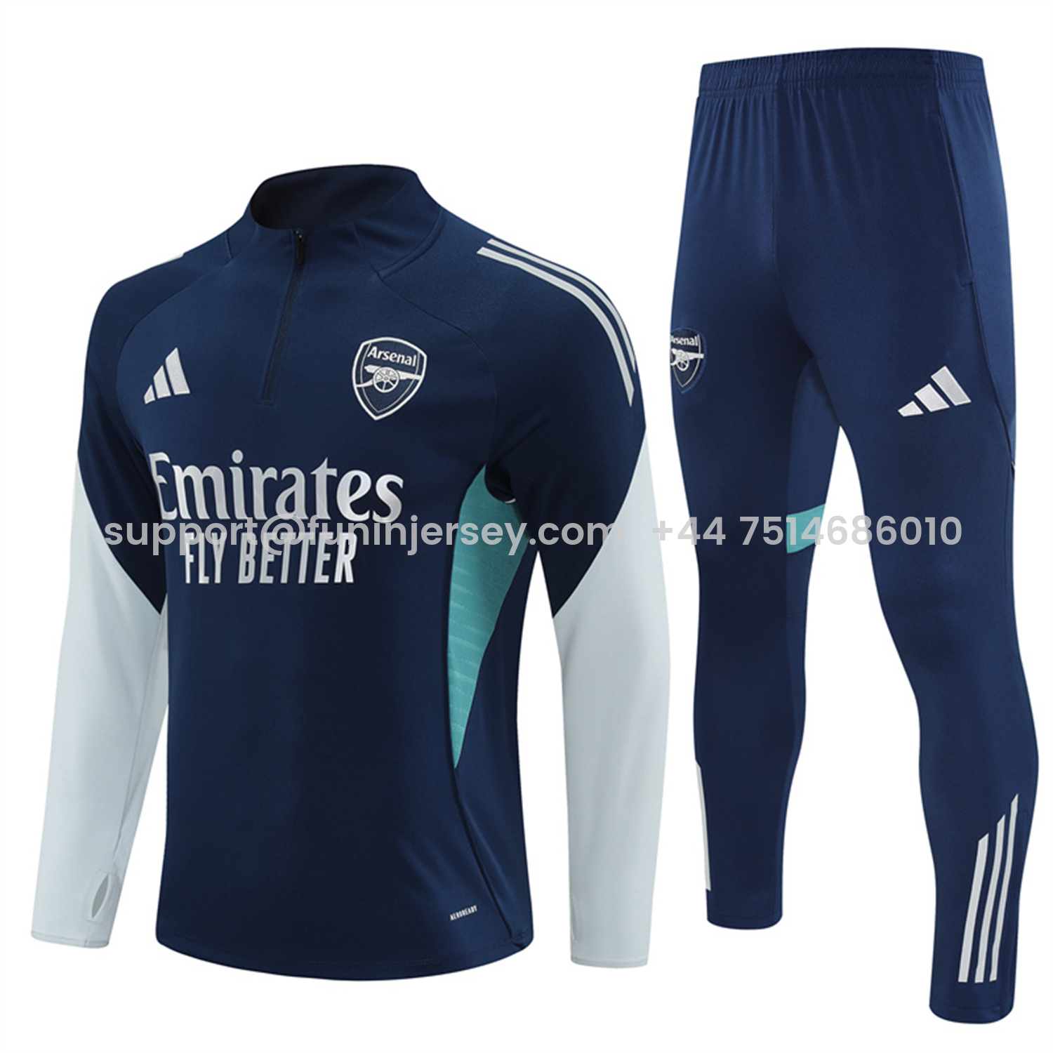 Funinjersey-Arsenal 25-26 Long Sleeve Training Set - Royal Blue Top & Royal Blue Pants