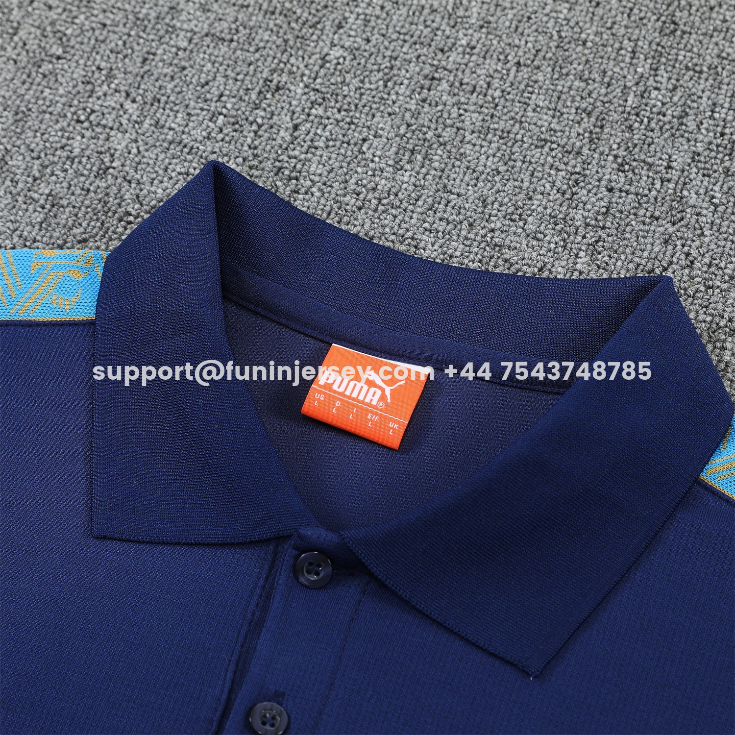 Funinjersey-Marseille 25-26 POLO Short-Sleeve Training Set - Dark Blue Top and Pants