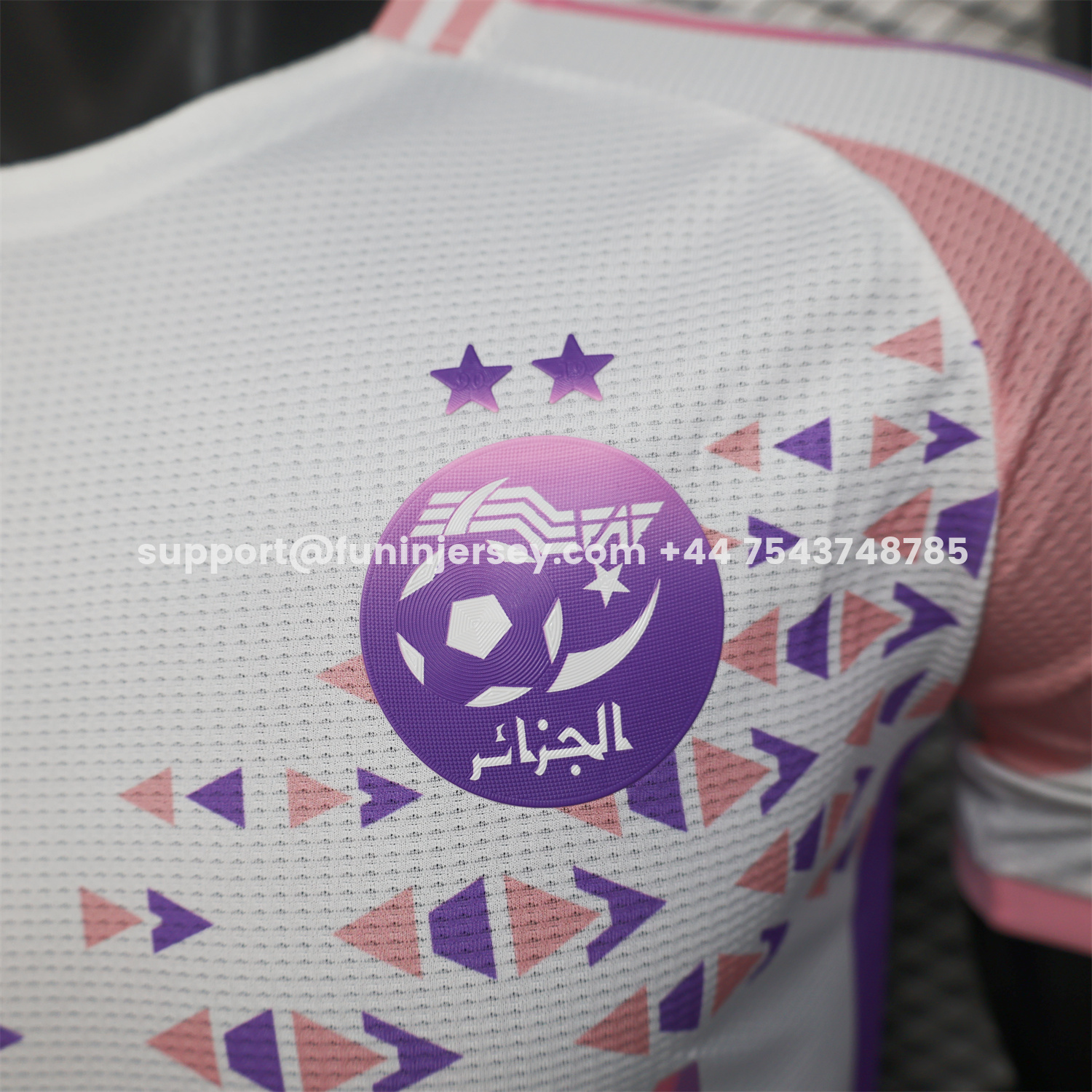 Funinjersey-Algeria 25-26 Pink and Purple Triangle Pattern Black Jersey - Player Version
